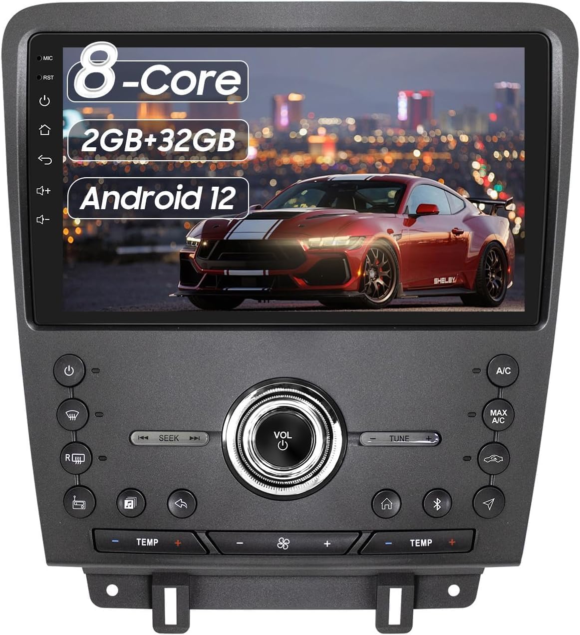 Car Radio Upgrade Dash Kit for Ford Mustang 2010 2011 2012 2013 2014,Wireless CarPlay Android Auto, 2GB+32GB 8 Core Stereo System,10.1 Inch Touch Screen, GPS, Bluetooth, WiFi, SWC,MirrorLink