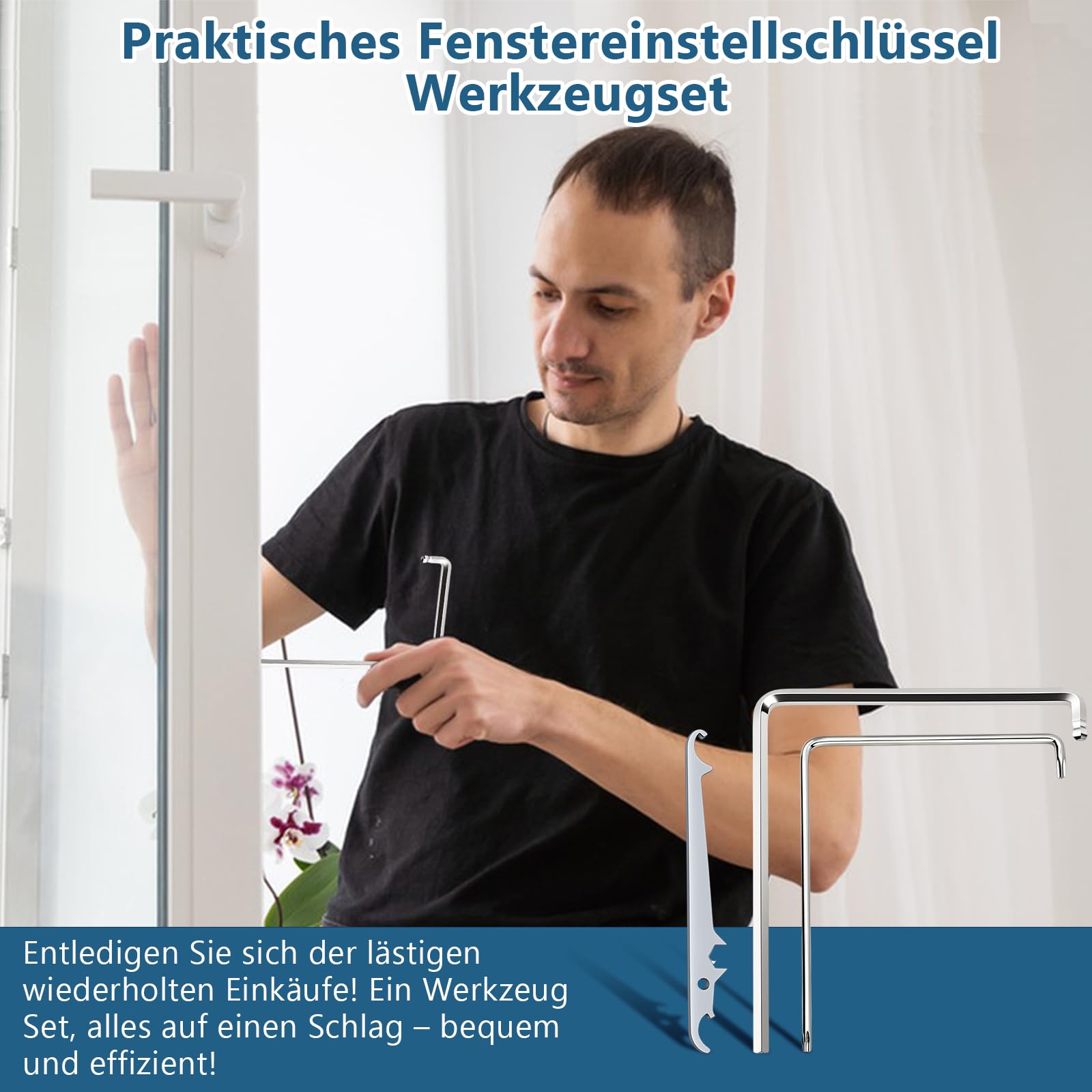 3 Stück hochwertiger Stahl Fenster Einstellwerkzeug Set(2 Fenster Einstellschlüssel und 1 Ecklagerschlüssel) für Fenster & Türen, Fensterbeschläge Ersatzteile