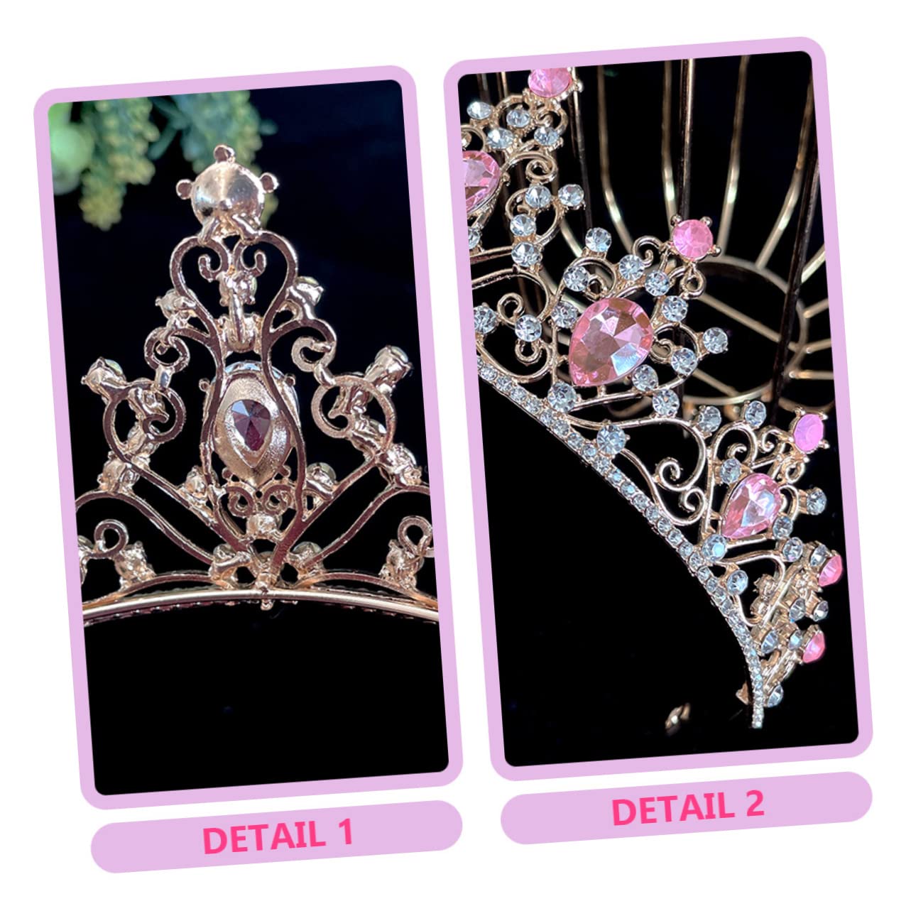 minkissy 2 piezas de corona de cristal con diamantes de imitación, accesorios para el cabello para niñas, accesorio para el cabello para mujeres, joyería para el cabello, corona de diamantes de