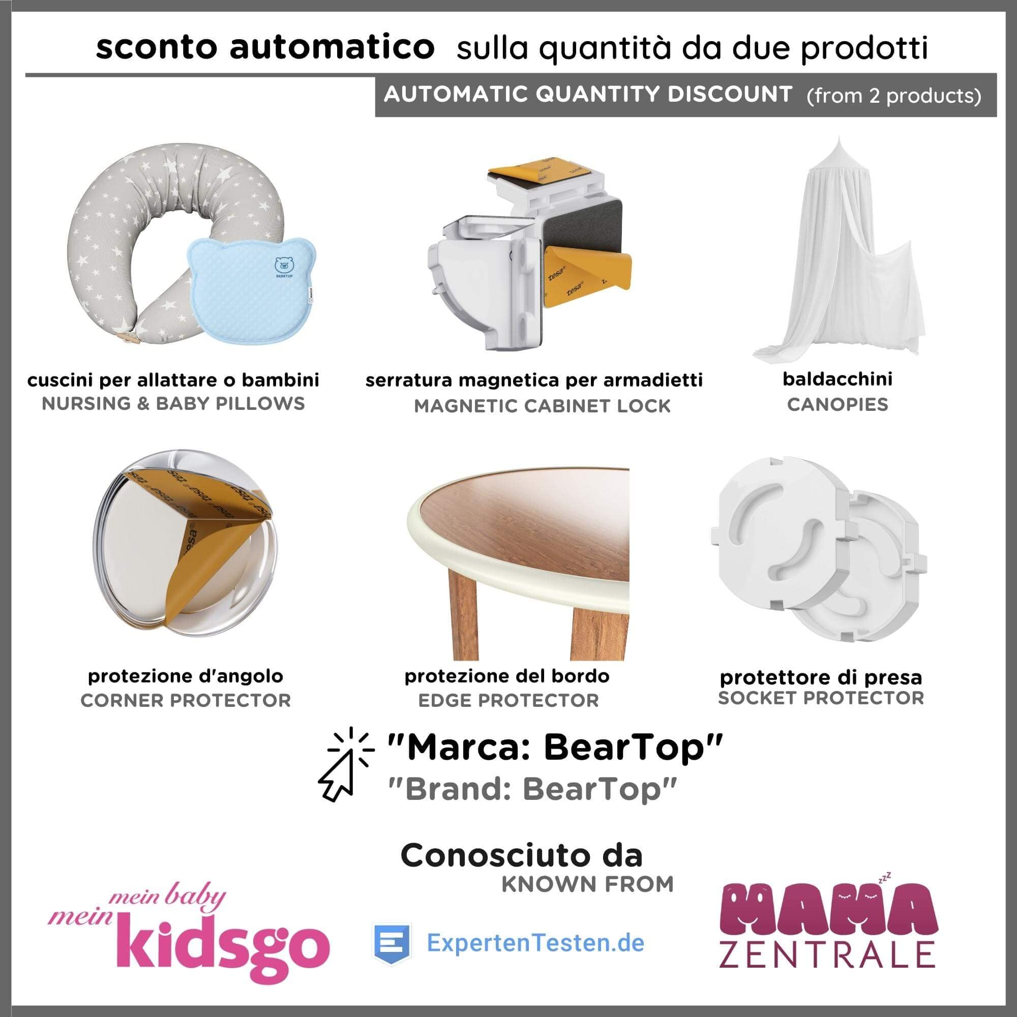 BEARTOP morbido paraspigoli | forte adesivo Tesa | protegge neonati, bambini e anziani | per tavoli, piani, cassettiere | paraspigoli autoadesivo per tavoli | nero