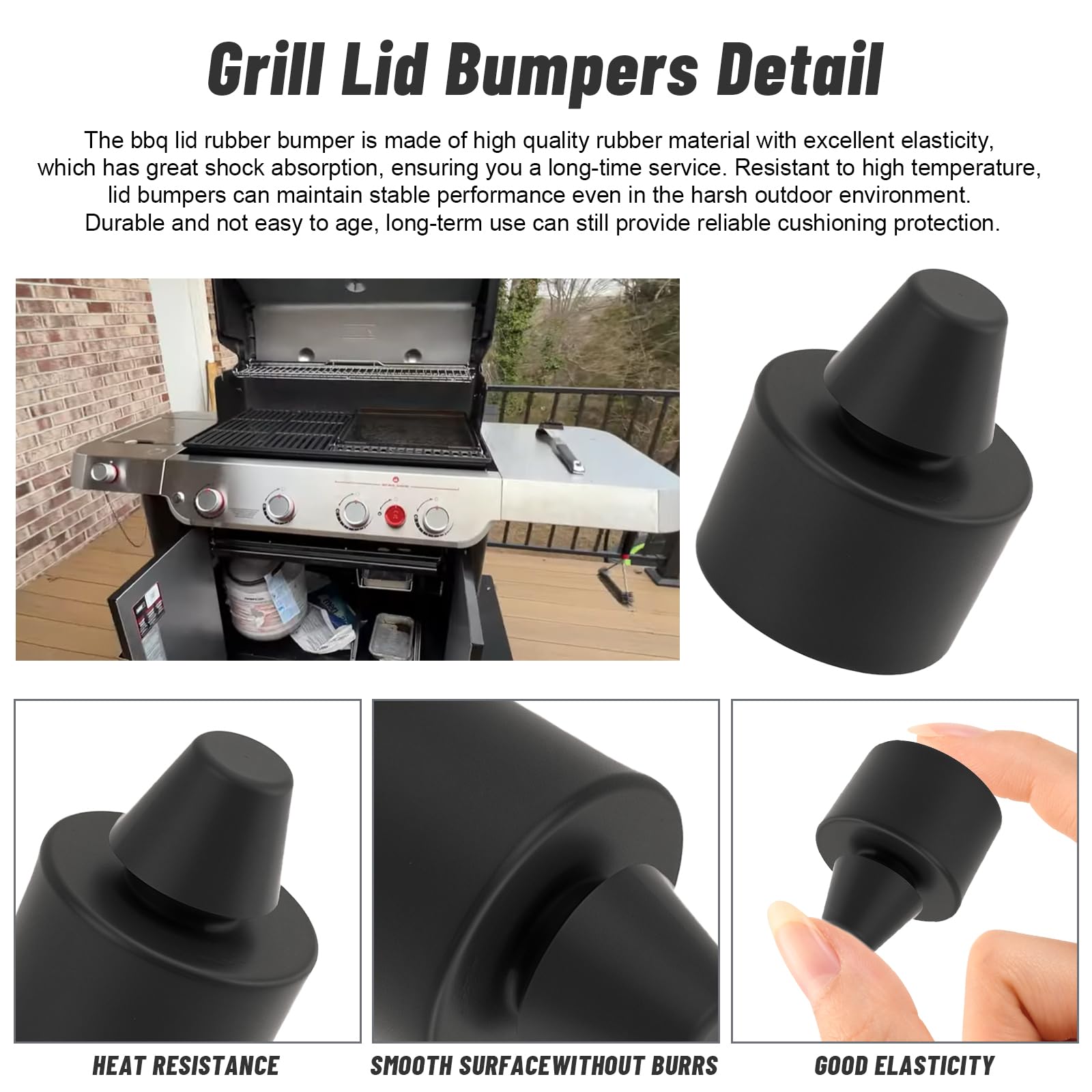 66061 - Coperchi in gomma per barbecue Weber Genesis Spirit Traveler, cuscinetti in silicone per coperchi di griglie, piedini di ricambio per barbecue, confezione da 8
