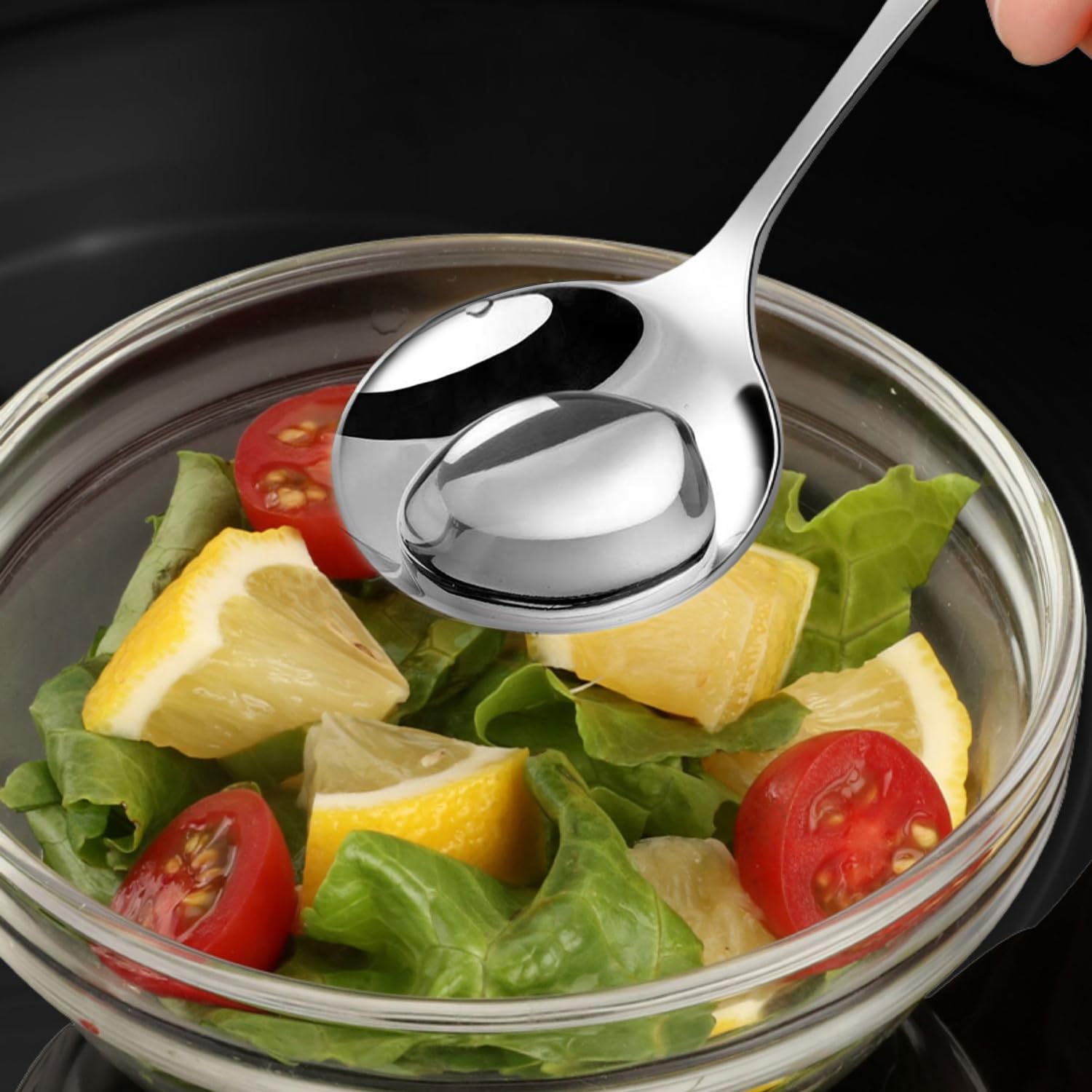 24 Pezzi Cucchiaio, 15.8cm Cucchiai, Cucchiai Rotondi in Acciaio Inossidabile, Cucchiaio da Tavola, per Cereali, Porridge Frutta, Yogurt, per Dessert Caffè (Argento)