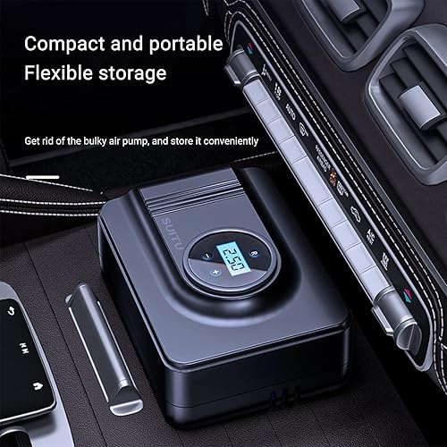 Miniatura 2 de Leadmall Inflador de neumáticos de automóvil mini compresor de aire portátil mejorado para neumáticos de automóvil bomba de neumáticos de calibre