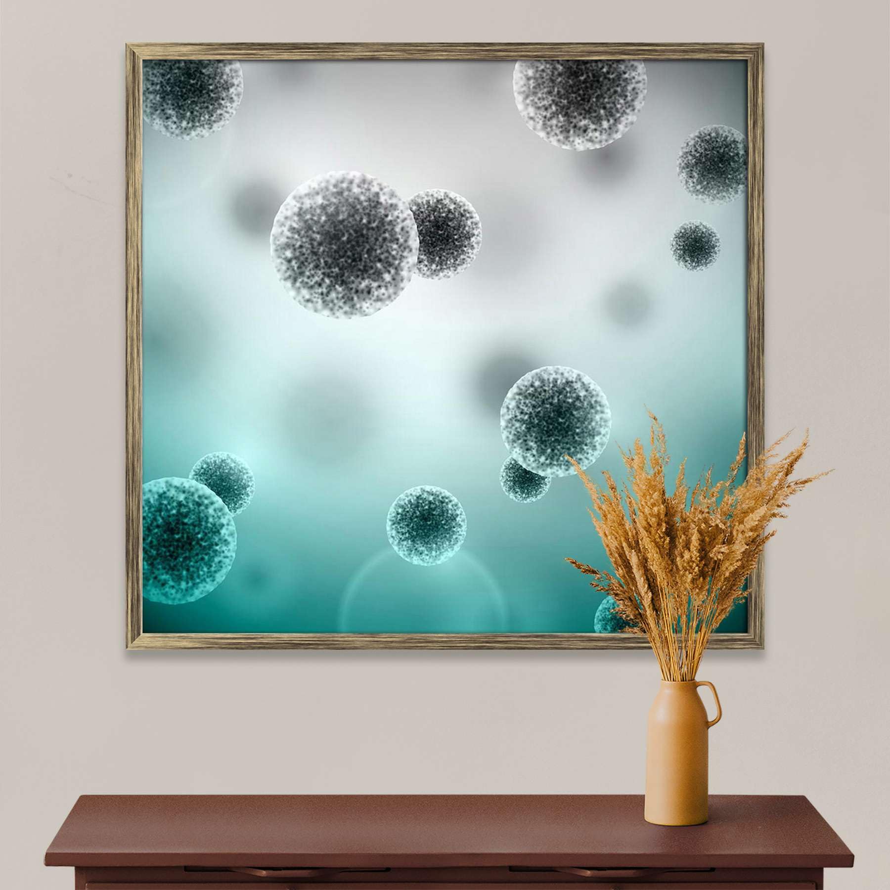ArtzFolio Bacteria & Blending Effects | Premium Canvas Painting for Bedroom & Living Room | Antique Golden Wood Frame | 12.5 x 12 inch (32 x 30 cms)