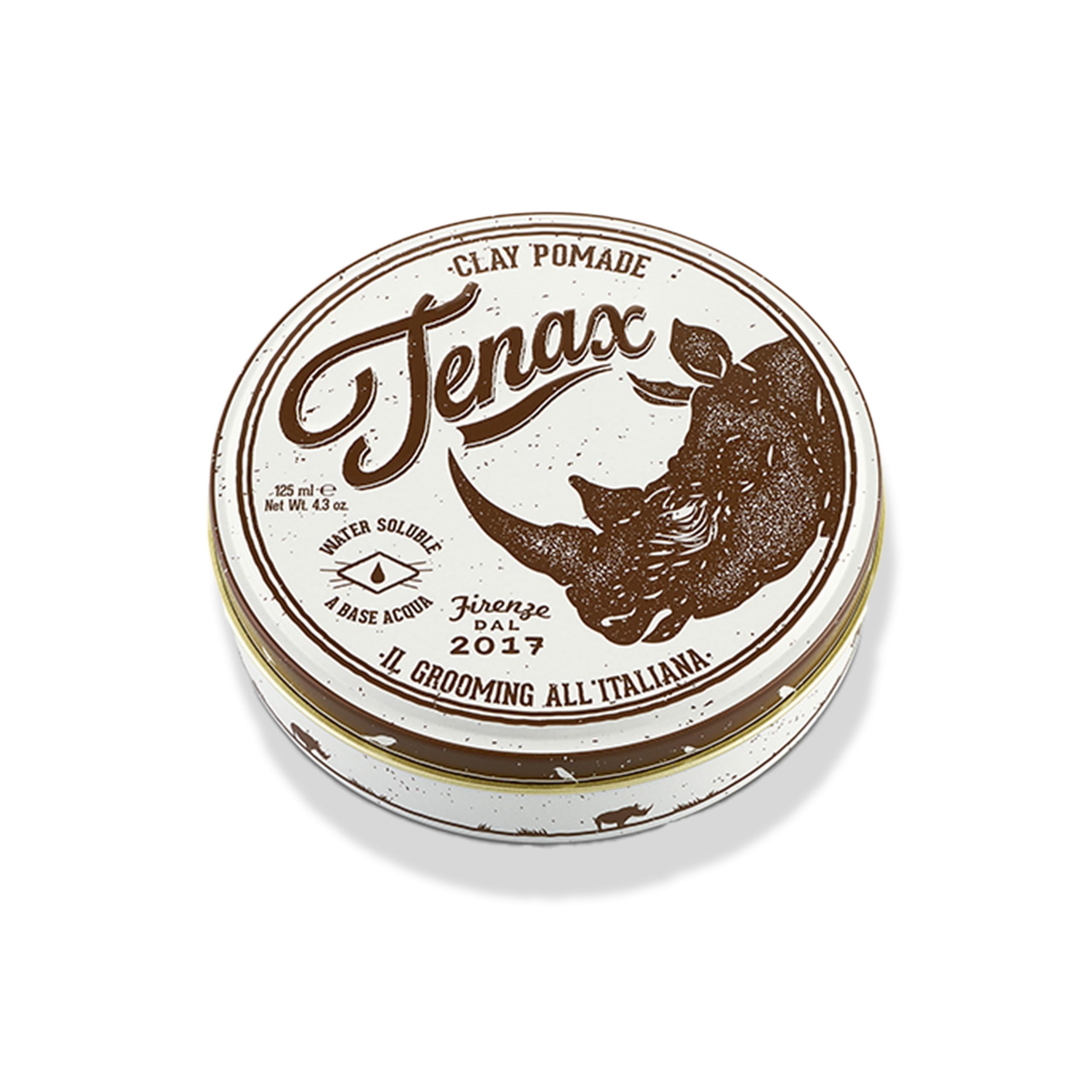 Tenax Clay Pomade 125ml, Pomade for Men with Natural and Non-Shiny Effect, Long-Lasting Ultra-Strong Hold, Water-Based Men's Hair Wax for a Structured and Reworkable Look, Suitable for All Hair Types