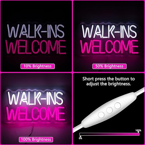 Miniatura 3 de Walk Ins - Letrero de neón de bienvenida para decoración de pared, luces LED para sala de estudio, decoración de negocios, luz de neón para