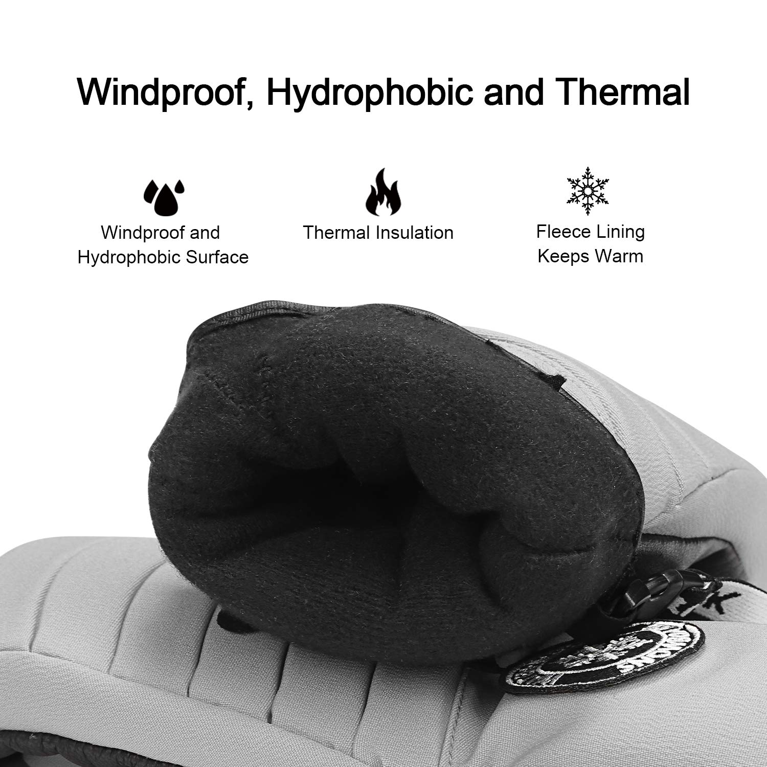 KUTOOK Guantes Esquí Invierno Piel Cuero 3M Thinsulate Impermeable TPU Hombre Nieve Ski Snowboard