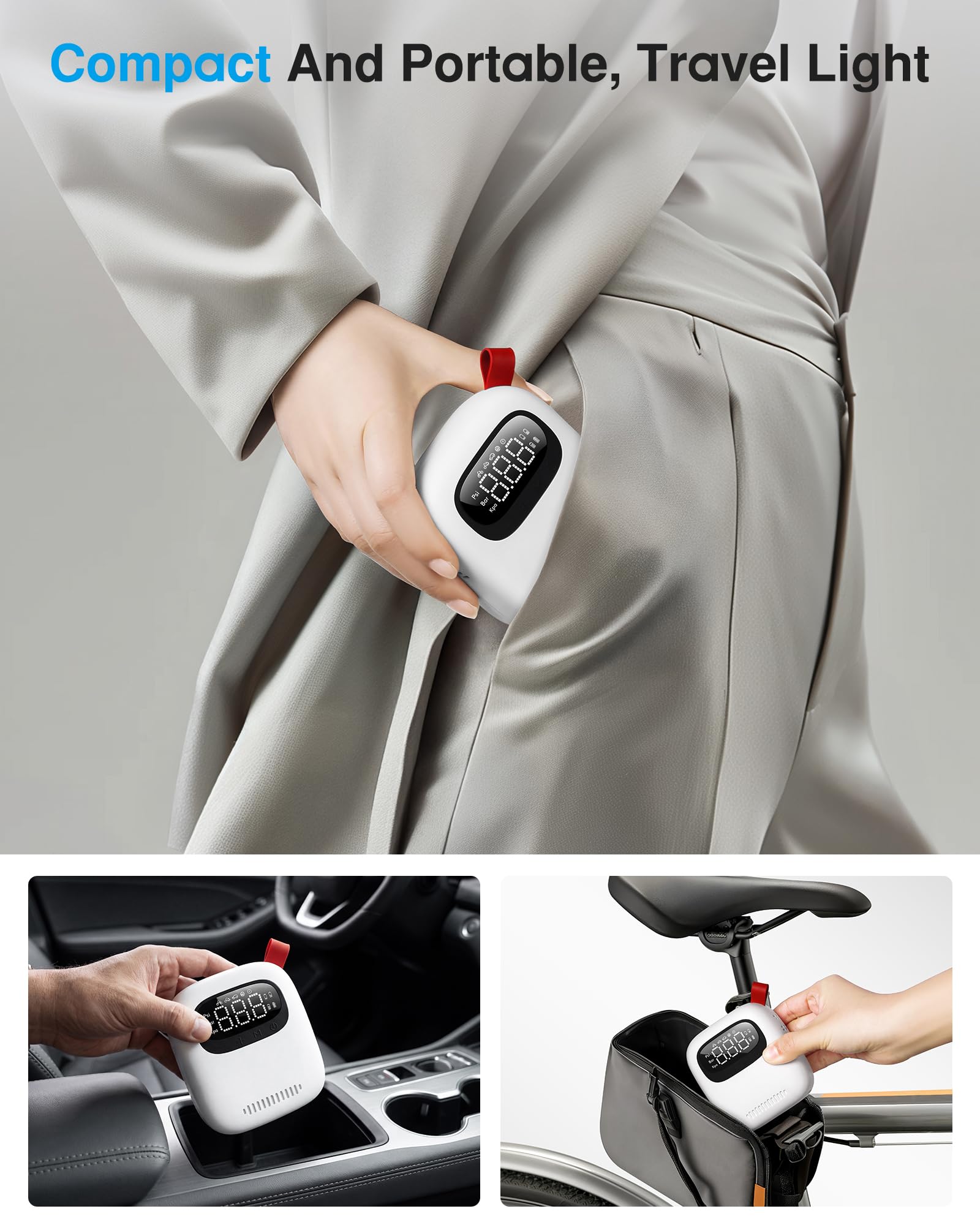 Rechargeable Bike Pump - Inflate Tires Fast! -9