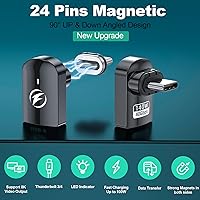 Vista 2 de HanCenDa Adaptador magnético USB C de 90 grados, 2 unidades, adaptador USB C magnético de ángulo recto con transferencia de datos de 40 Gbps PD 140