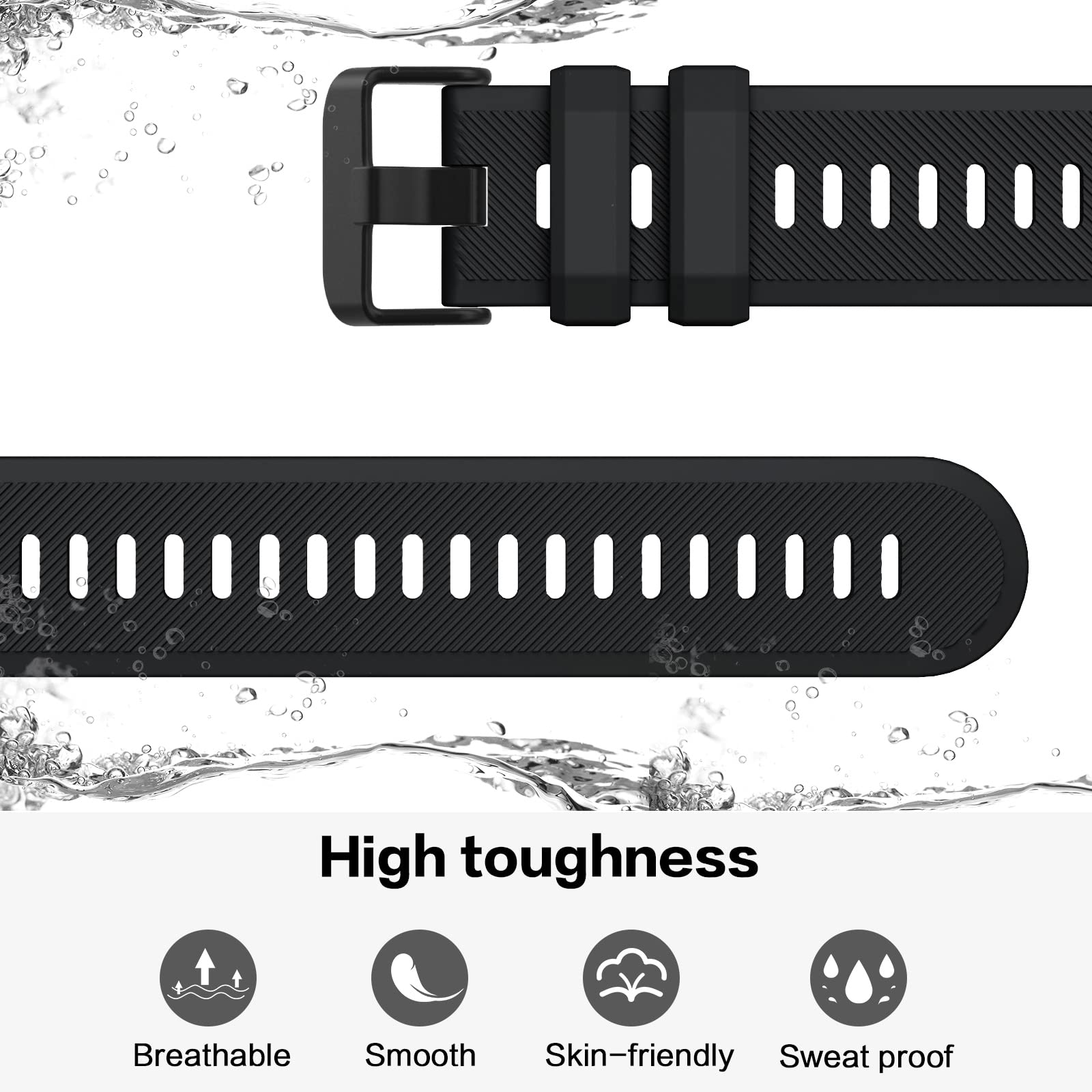 Silicone Strap for Amazfit - 22mm Sport Replacement Straps for Pace Stratos, GTR & GT 2/3 Series & Huawei Watch GT 2/3 Pro - Image 2