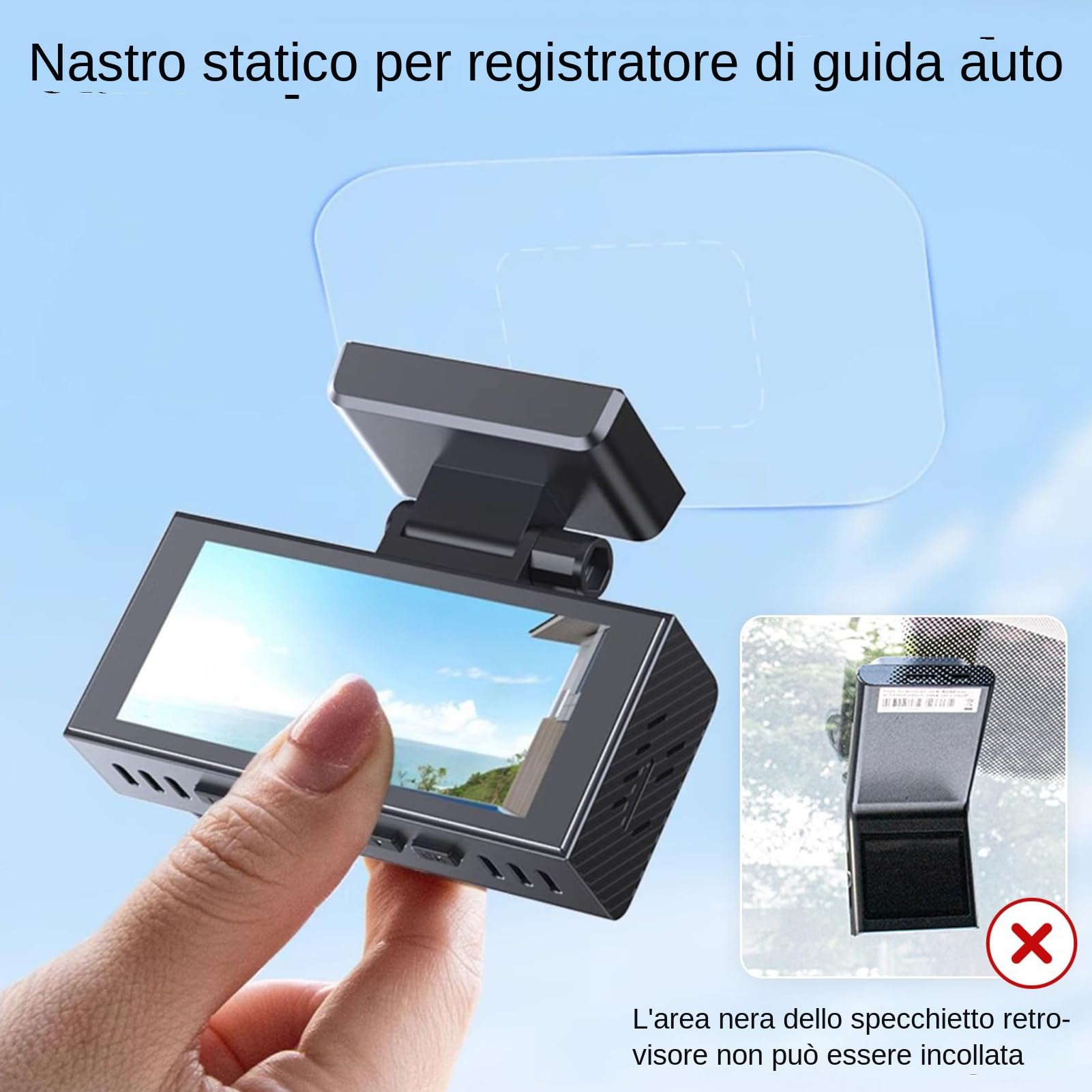 Pellicola parabrezza per adesivi, protezione adesiva telecamera cruscotto - Confezione da 6 pezzi elettrostatici trasparenti | Protezione del anteriore | Supporto riposizionabile | insta