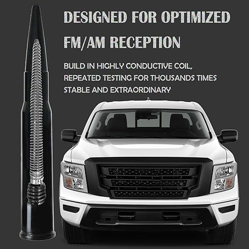 Miniatura 2 de Antena de camión para Nissan Titan (2003-2022), antena Nissan Titan - Bobina conductora interna - Roscado de acero inoxidable 304 - Pintura metálica