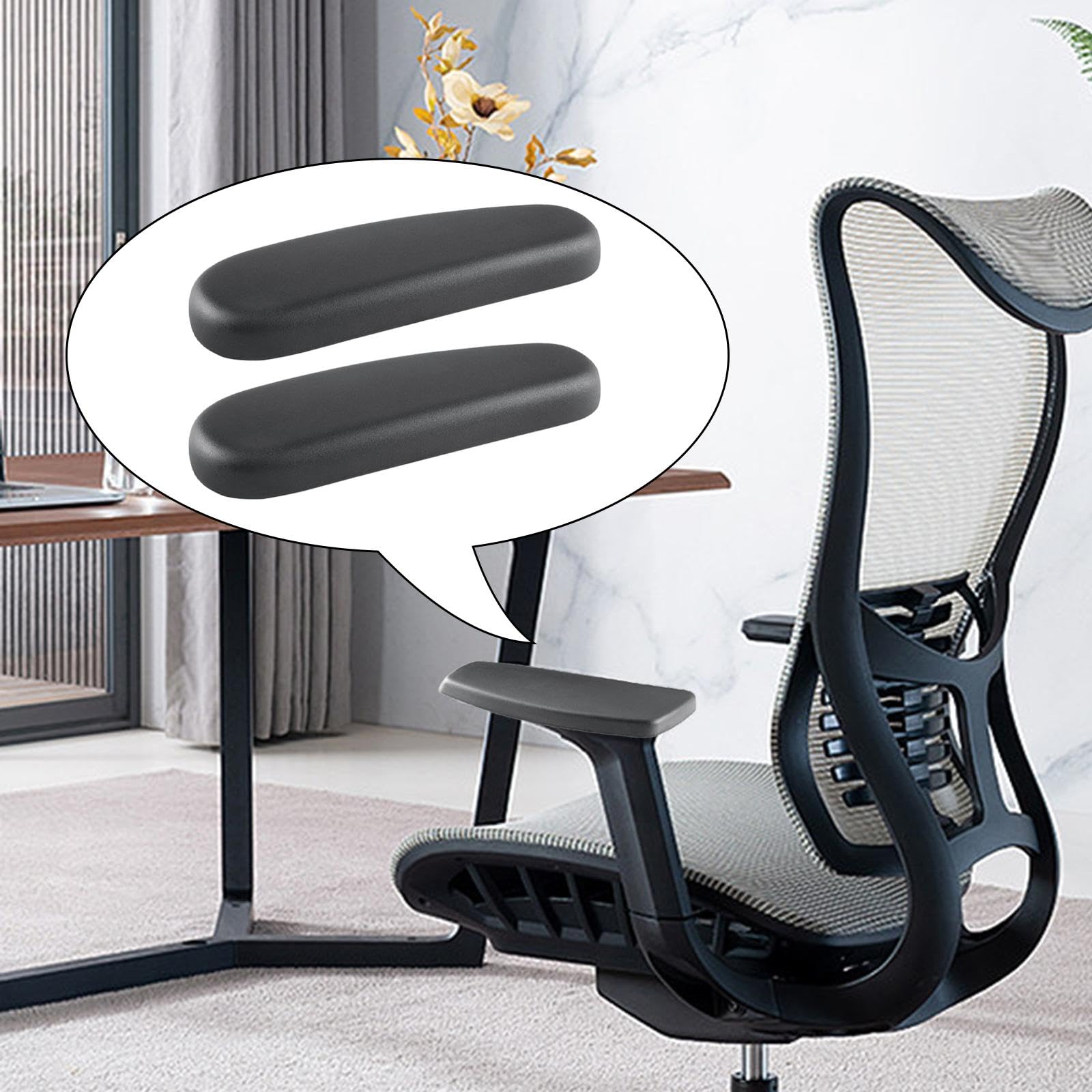 Perfeclan Office Chair Armrest Replacement Pads Caps Mesh Computer Chair Parts Accessory Mounting Holes 4inch Sturdy 1 Pair PU Leather - Image 3