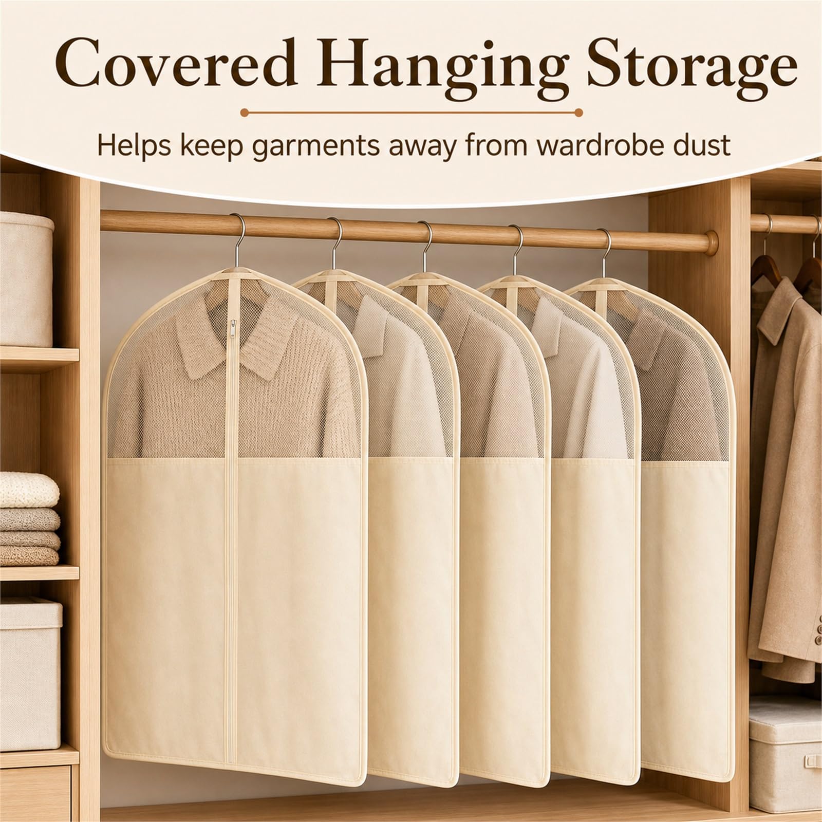 Sacos Guardarropa,para Colgar Prueba Polvo Bolsas Ropa,Fundas Protectoras de Ropa a Prueba de Polvo,Ligero,Resistente a la Humedad,para Vestidos,Camisas,suéteres y gabardinas