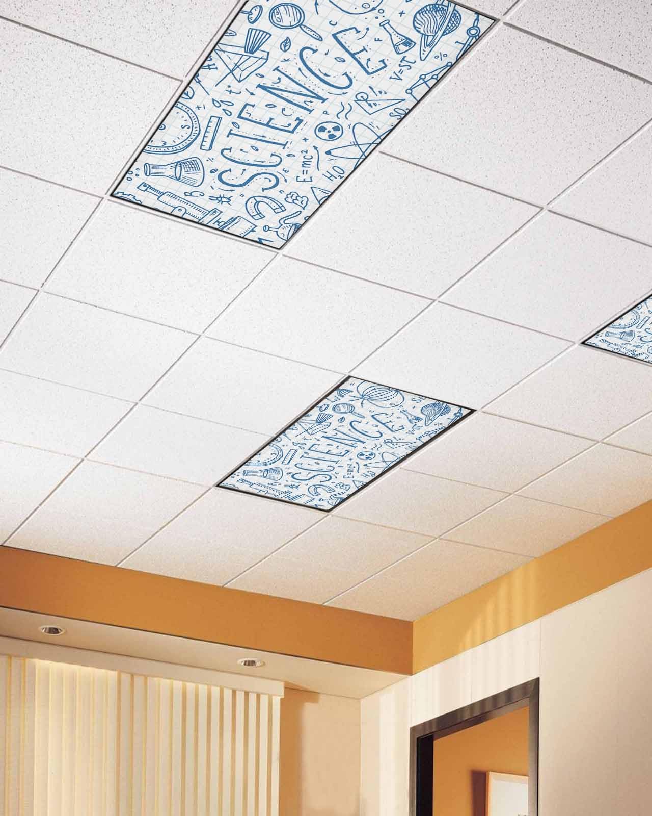 Yukro 2 Pack Fluorescent Light Covers for Ceiling Rocket Biology Microscope Science Classroom Light Covers Magnetic Overhead Light Cover Light Filters Office School Home 4 x 2 Feet