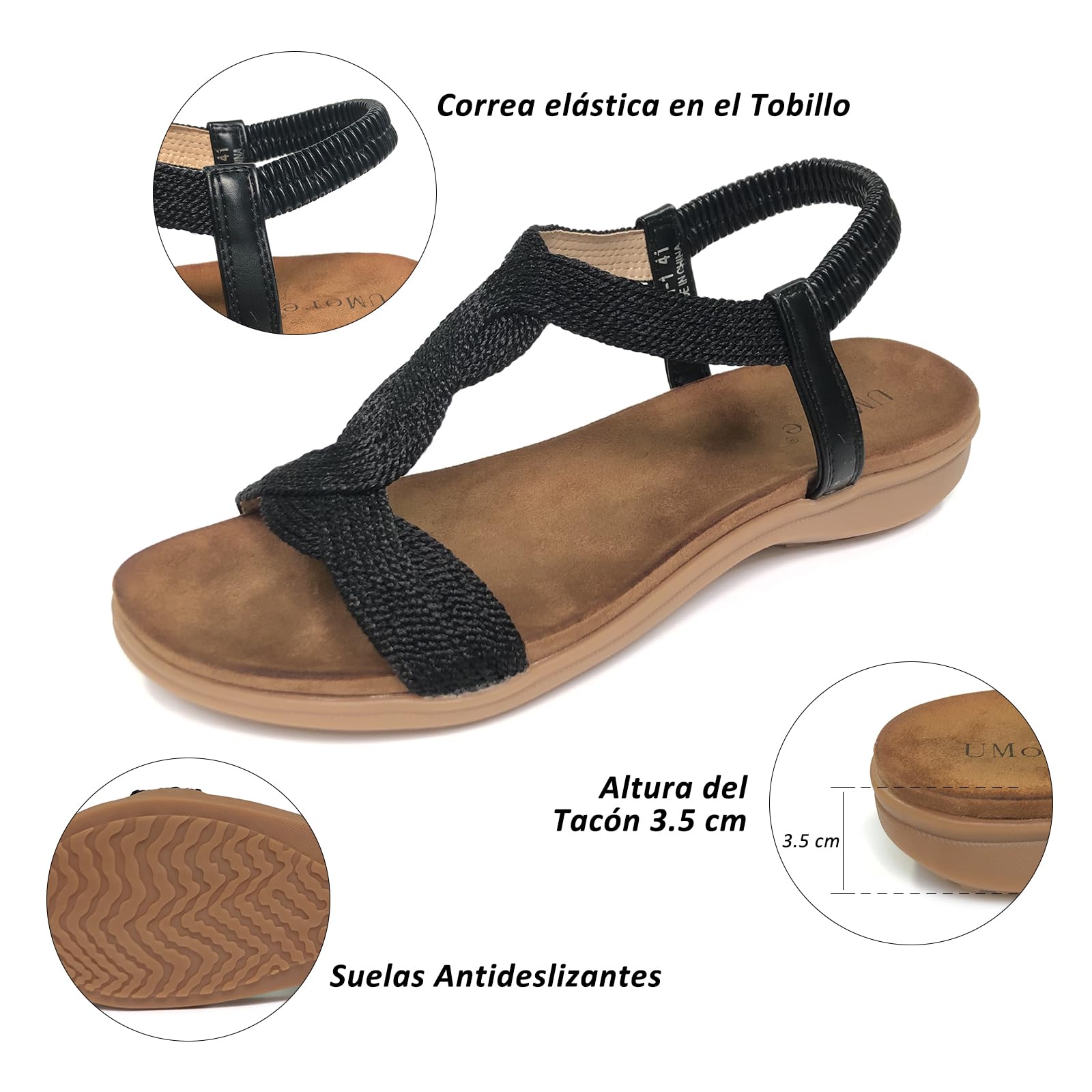 UMore Jeans Flat Sandal, Sandalias Punta Cerrada Mujer Sandalias Planas de Verano para Mujer Tanga Bohemia