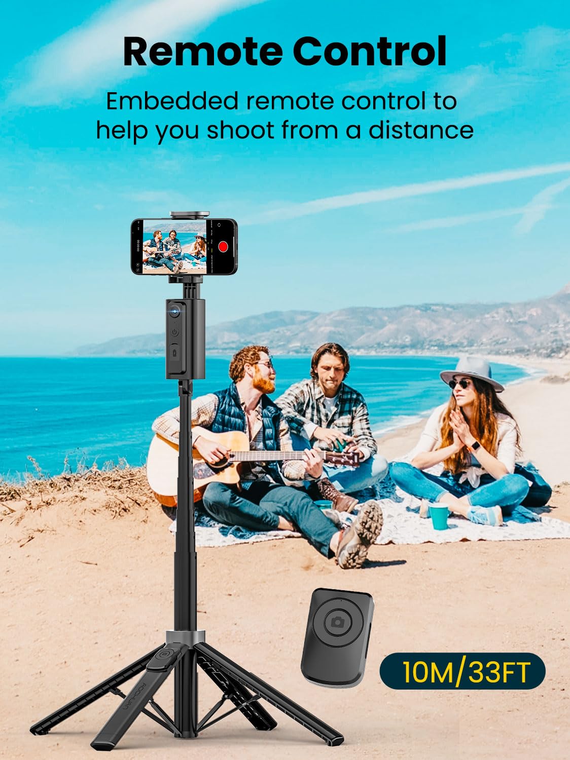AOCHUAN Trípode de seguimiento facial para iPhone, palo selfie expandible de 57 pulgadas para iPhone, trípode de teléfono para Android con control remoto, sin aplicación, control de gestos, esencial