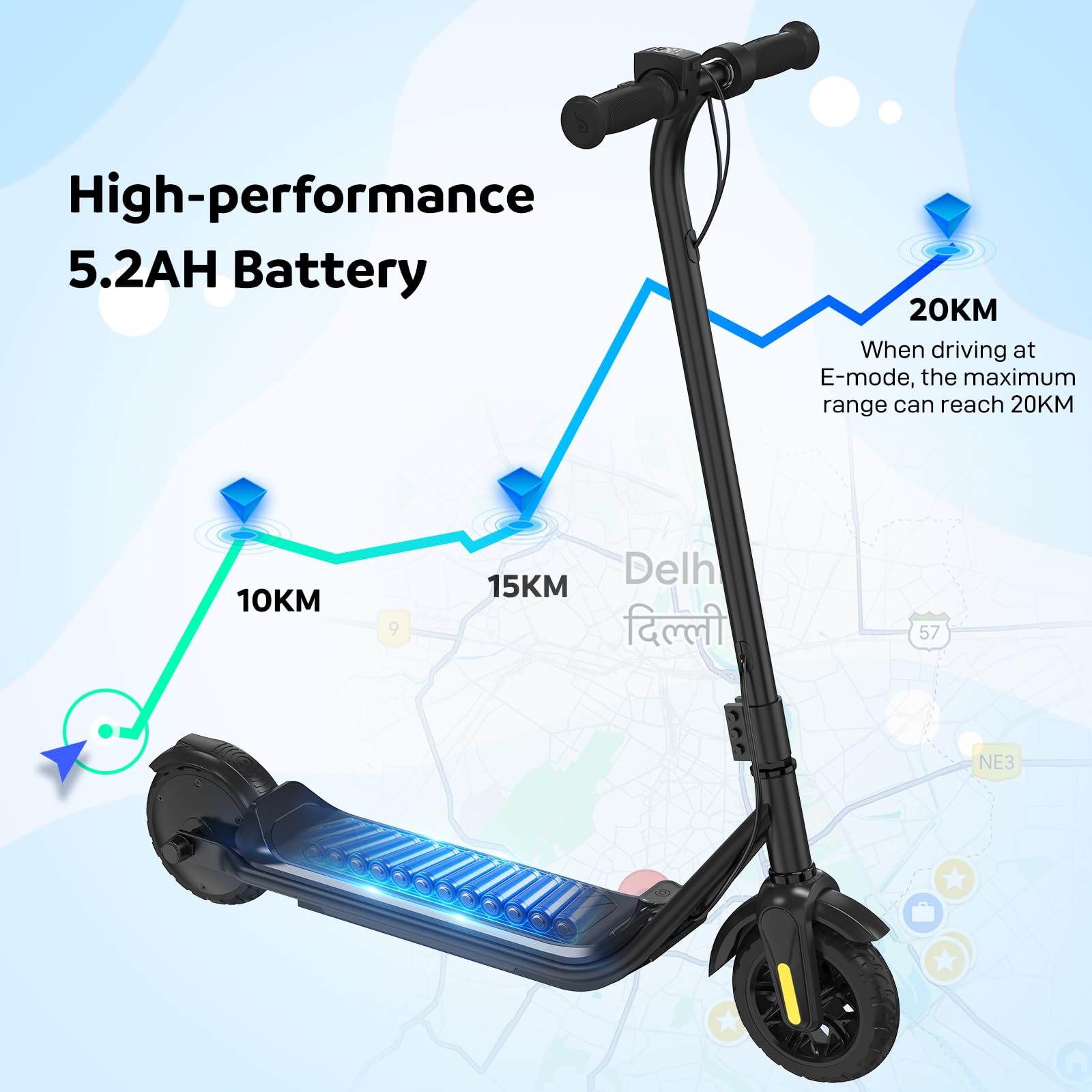 EVERCROSS E6 Elektroroller für Kinder, 7" Leichter E-Scooter für 6-12 Jahre, Elektroscooter mit Einer Reichweite von bis zu 20 km und 7-farbigen Lichtern, 3 Geschwindigkeitsmodi (8, 12, 16 km/h)