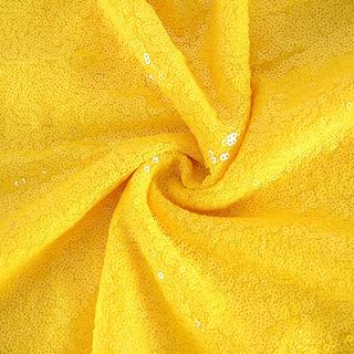 AMZLOKAE Yellow Fabric 2 Yards, Sequin Fabrics for Sewing, Glitter Mesh Fabric Material for Crafting Curtains,Tablecloth,Drapes,Table Runners, Shimmer Dresses