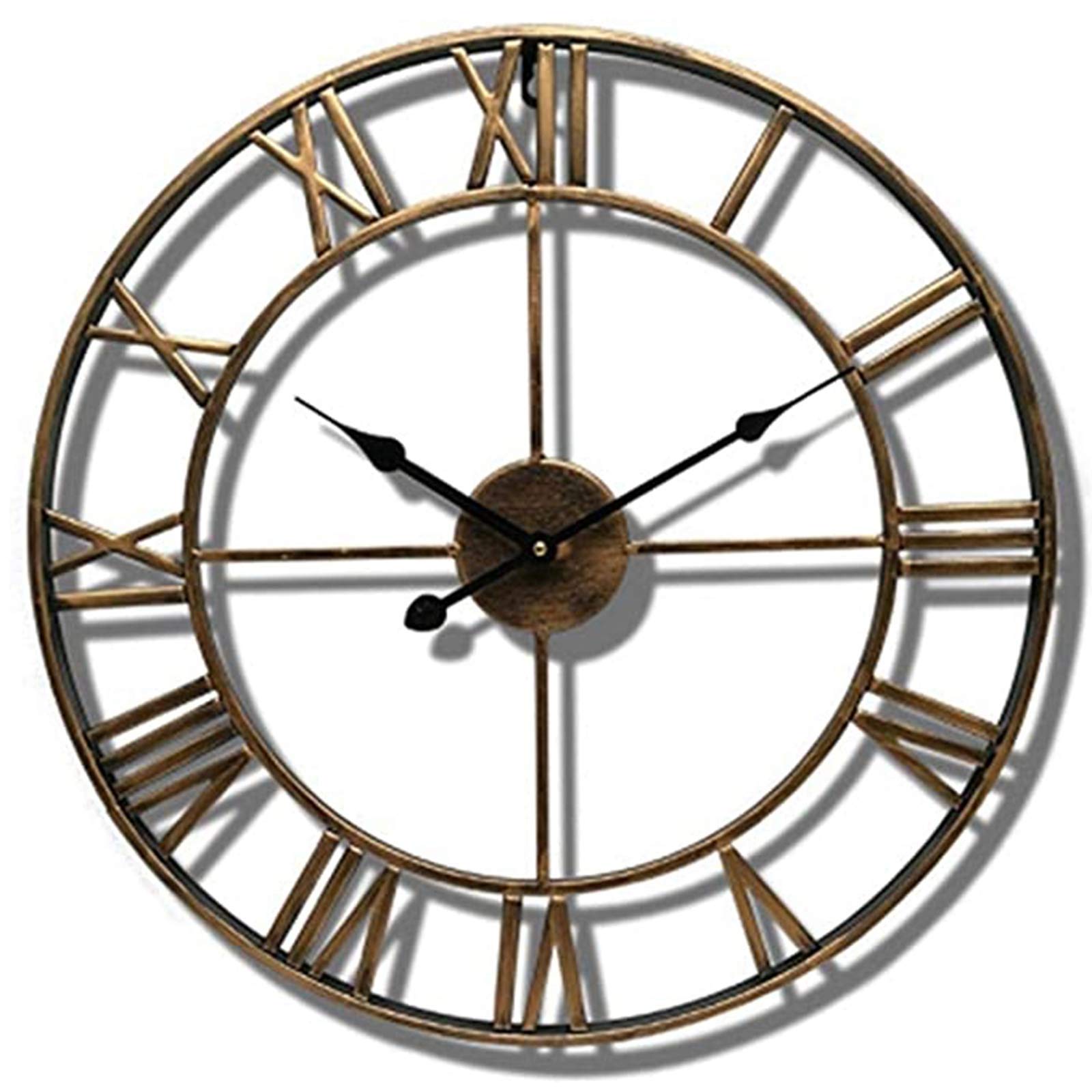 LMYSXAOZ Retro Roman Numerals Garden Clock - Large Outdoor Wall Clock, Open Face, Waterproof, Wrought Iron Design Perfect Indoor/Outdoor Decoration, Mute Quartz