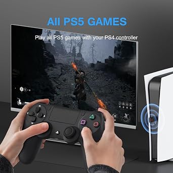 IWGAME USB Adapter for PS4/PS5 Controller, Support All PS5 Games, Bluetooth Adapter with Turbo/Macro/Button Mapping Features, Compatible with PS5 Console/Windows (Black)