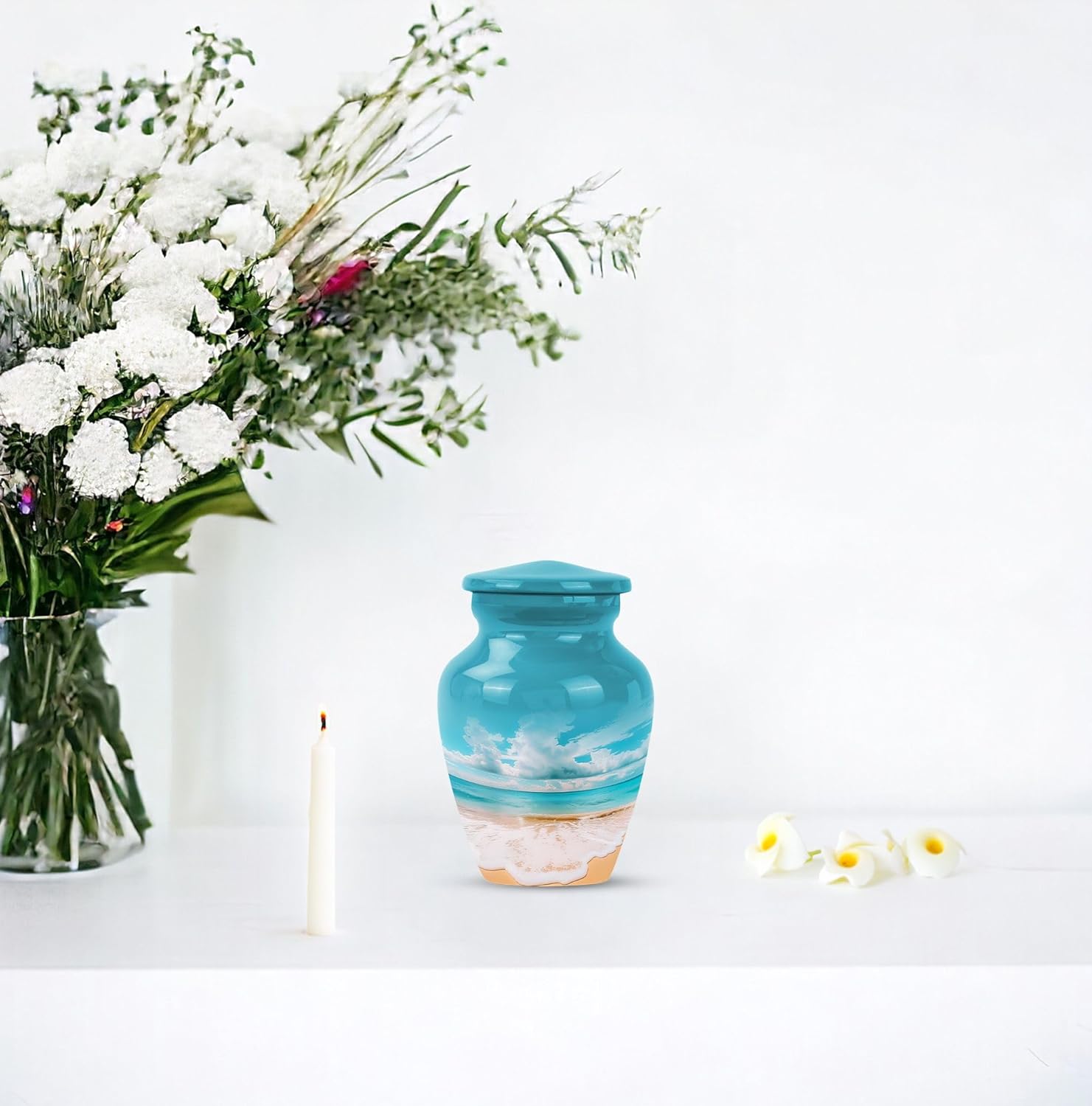 Beach Urn - Small Urn for Ashes - Cremation Urn - Funeral Cremation Urns for Ashes - Urn for Ashes for Women - Companion Urn (3 inch Pack of 4)