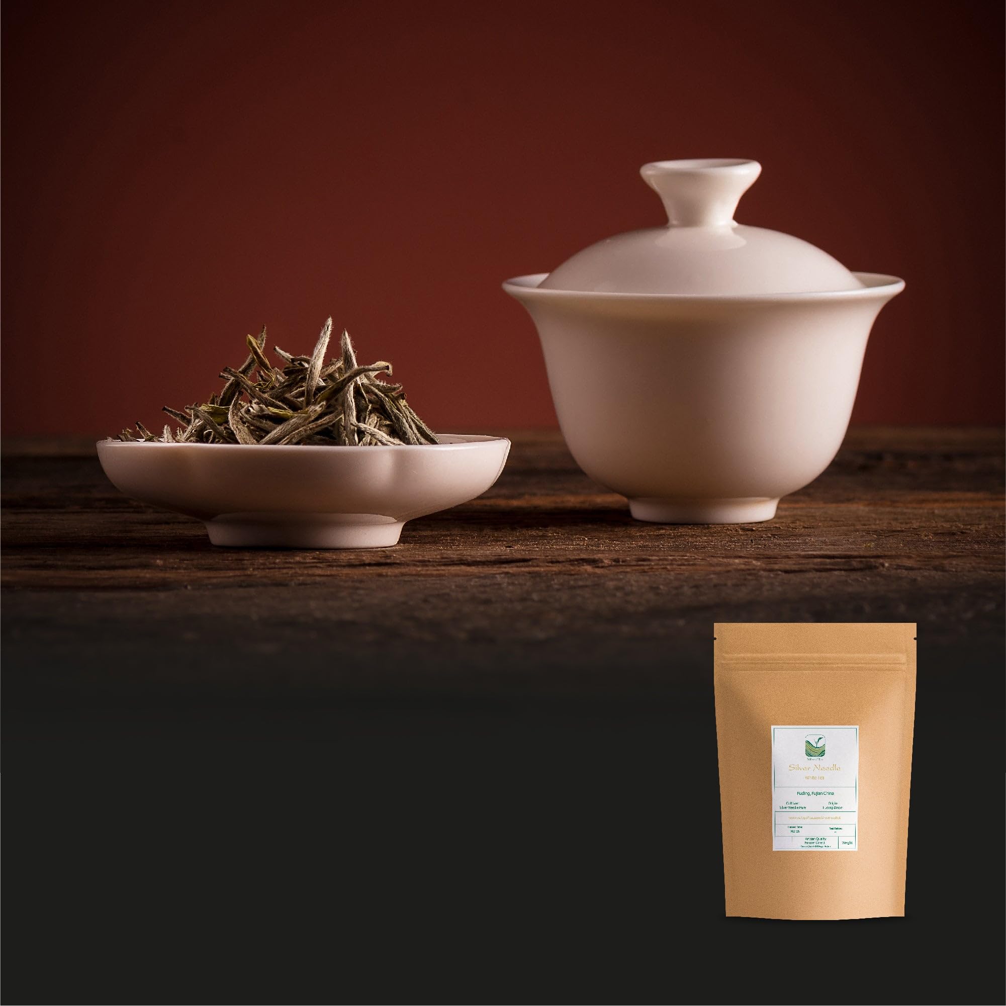 Baihao Yinzhen Thé Blanc Chine - Aiguilles D'Argent Thé Chinoise - Silver Needle - Bai Hao Yin Zhen Aiguille Chinoise Needles Feuille D Argent Tisane Bio Thé Chinois 40G | cueilli à la main pour une liqueur douce aux notes florales et sucrées