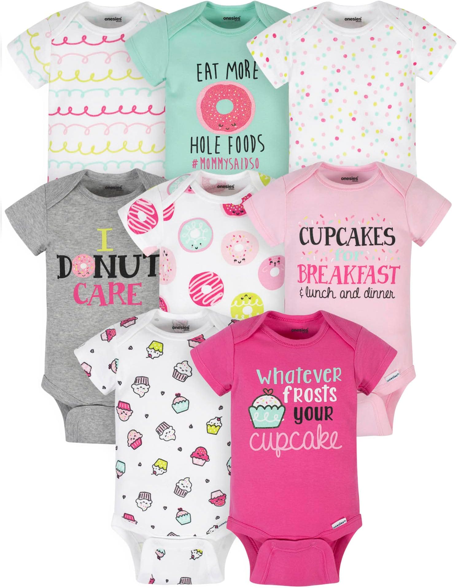 baby-girls 8-pack Short Sleeve Mix & Match Bodysuits