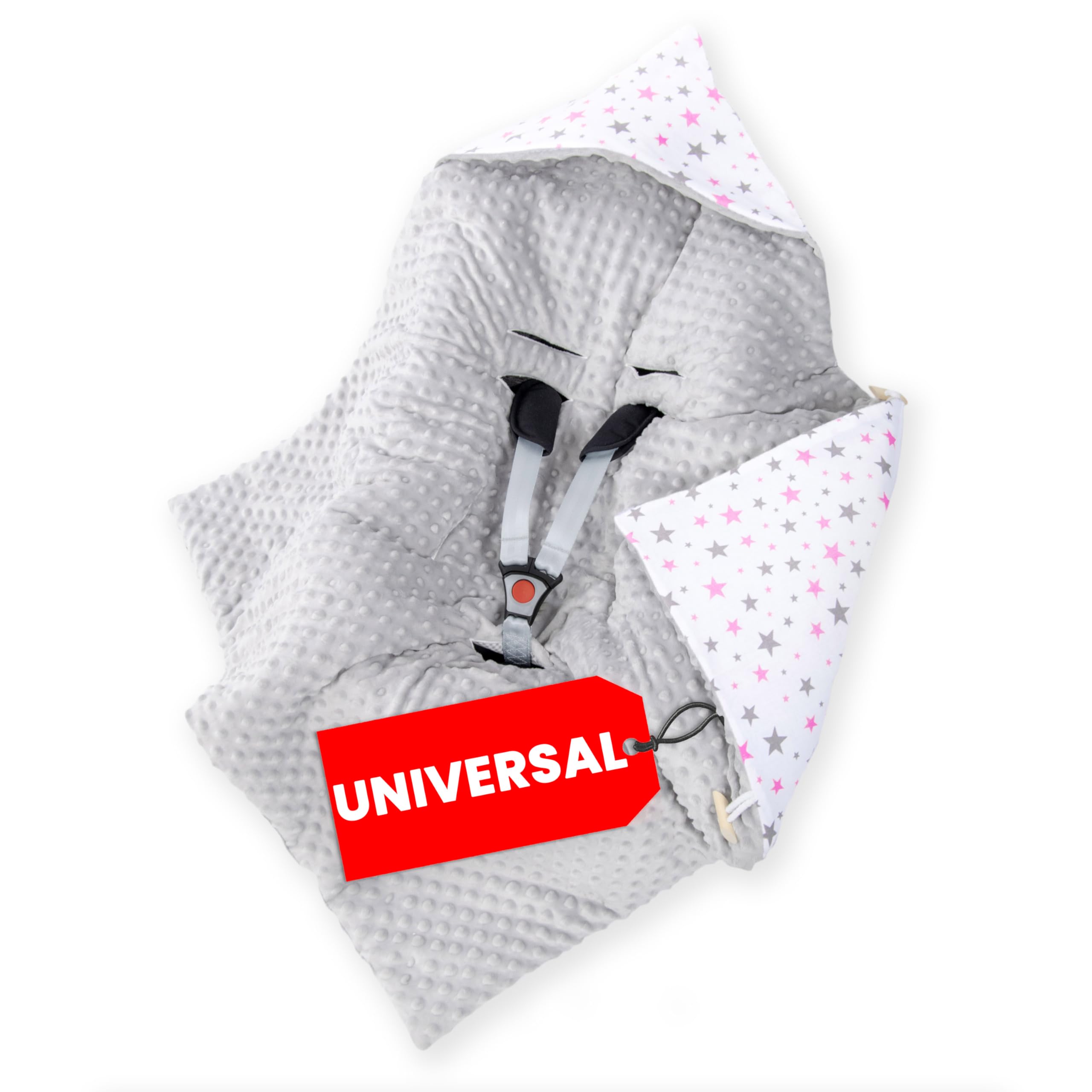 Amilian Einschlagdecke Babyschale - 90x90 cm - Baby Erstausstattung Neugeborene - für Komfort und Sicherheit Ihres Kindes für Buggy Kinderwagen oder Autositz - Sternchen Klein Rosa
