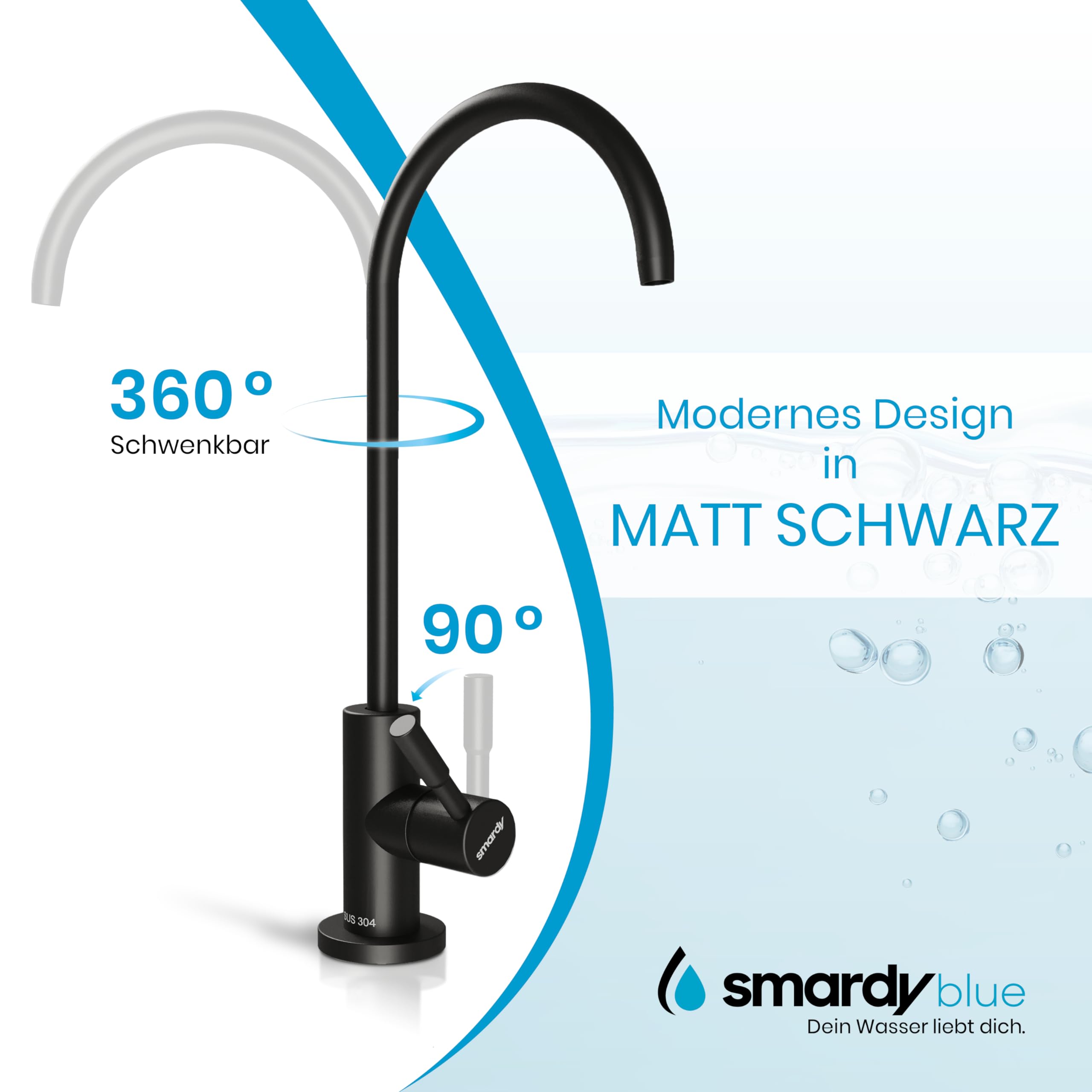 Rubinetto Da Cucina In Acciaio Inox Per Osmosi Inversa - Beccuccio Girevole 360° - Con Valvola Ceramica - Foto 4