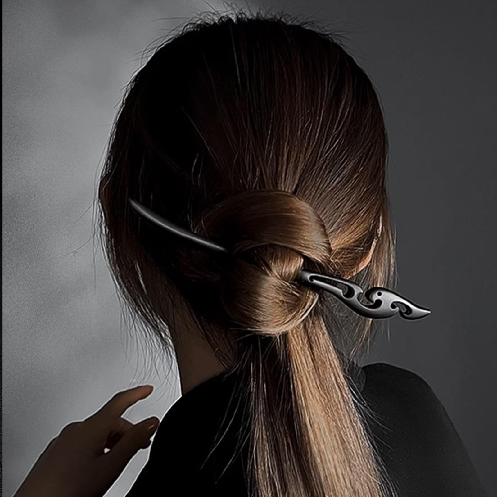Ebony Blackwood hairstick with charms African Blackwood Crane Hair Stick | 18cm Hairpin for DIY  main image 2