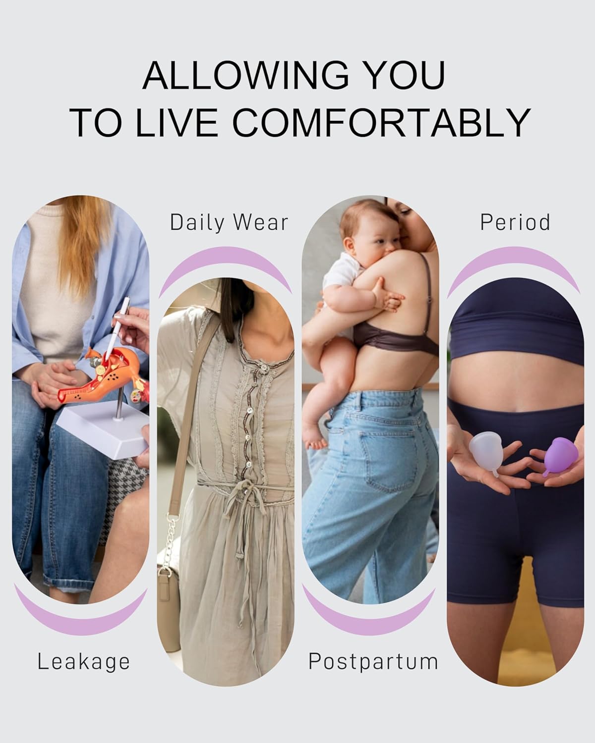 Women's High Waist Incontinence Underwear, Washable Reusable Leakproof Period Briefs for Bladder Leak, 5 Pack (Multicolor01, Medium) - Image 7