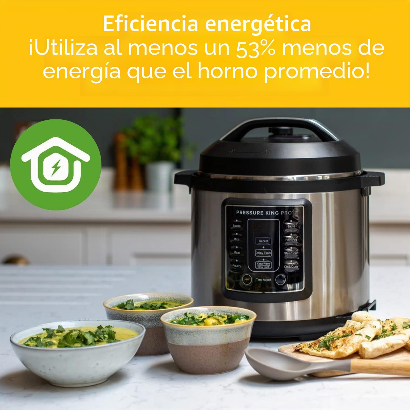 Pressure King Pro (4,8 L) - Olla a presión digital 14 en 1 de Drew&Cole - Incluye aplicación móvil Drew&Cole Recipe gratuita - Cocina de bajo consumo - Revestimiento antiadherente - Fácil de limpiar -
