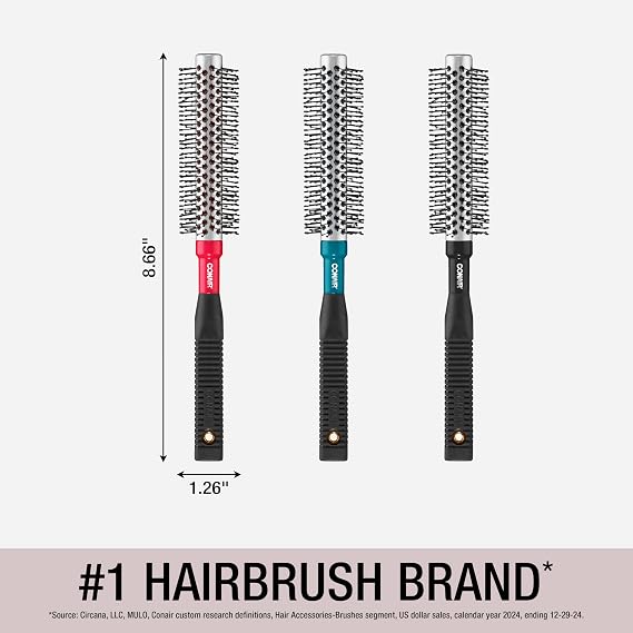 Conair Style & Volumize Metal Round hair brush - Blow Drying brush - Hairbrush for Short Hair Length - Color at random -1 Count