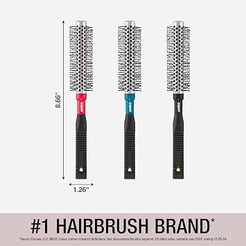 Conair Style & Volumize Metal Round hair brush - Blow Drying brush - Hairbrush for Short Hair Length - Color at random -1 Count
