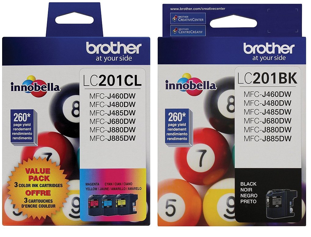 Brother LC-201 Ink Cartridge (Black, Cyan, Magenta,Cyan 4-Pack) in Retail Packaging
