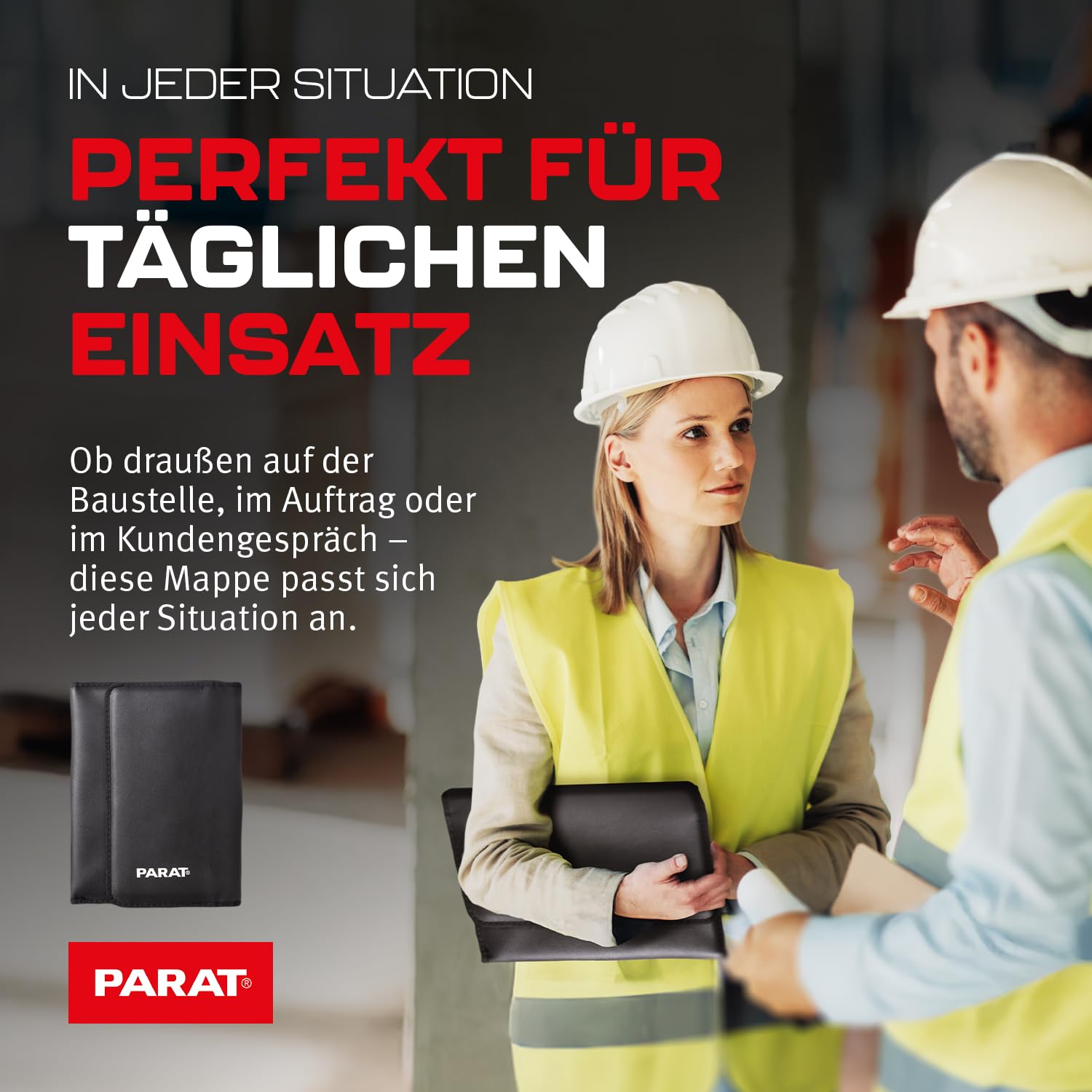 PARAT BASIC Aufmaßmappe 10,2" bestückt | Messmappe mit Laserentfernungsmesser, Zollstock & Tabletfach | Aufmaß-Set für Handwerk & Bau | Werkzeugmappe aus Kunstleder | sofort einsatzbereit