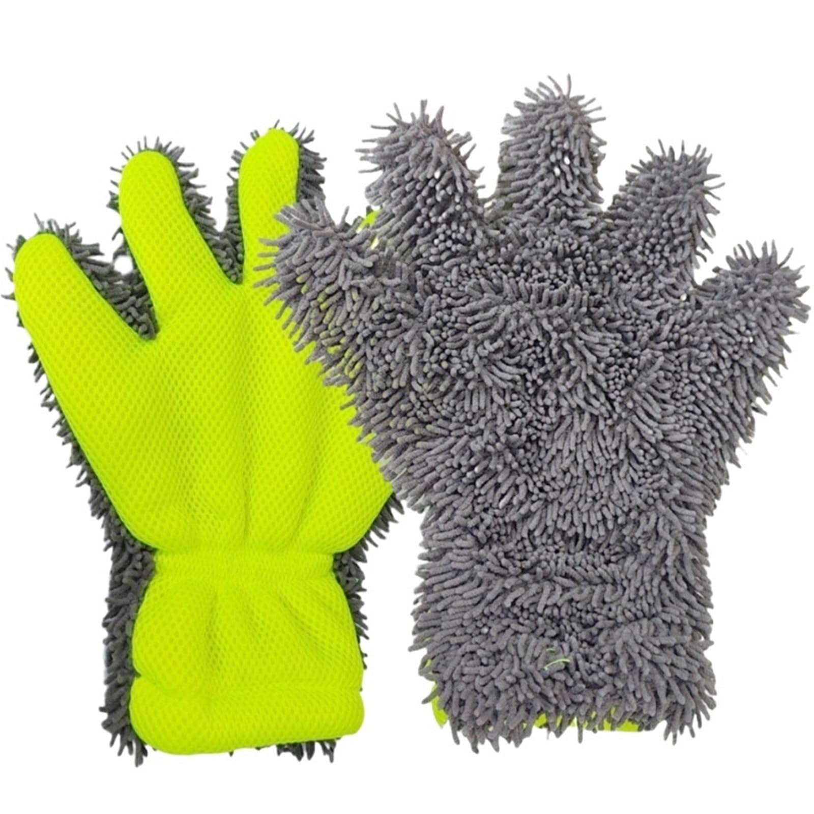 PawUniscript 3pcs Microfiber Car Washing Gloves - 5-Finger Cleaning Mitts for Efficient Car Detailing and Home Dusting(Grey)