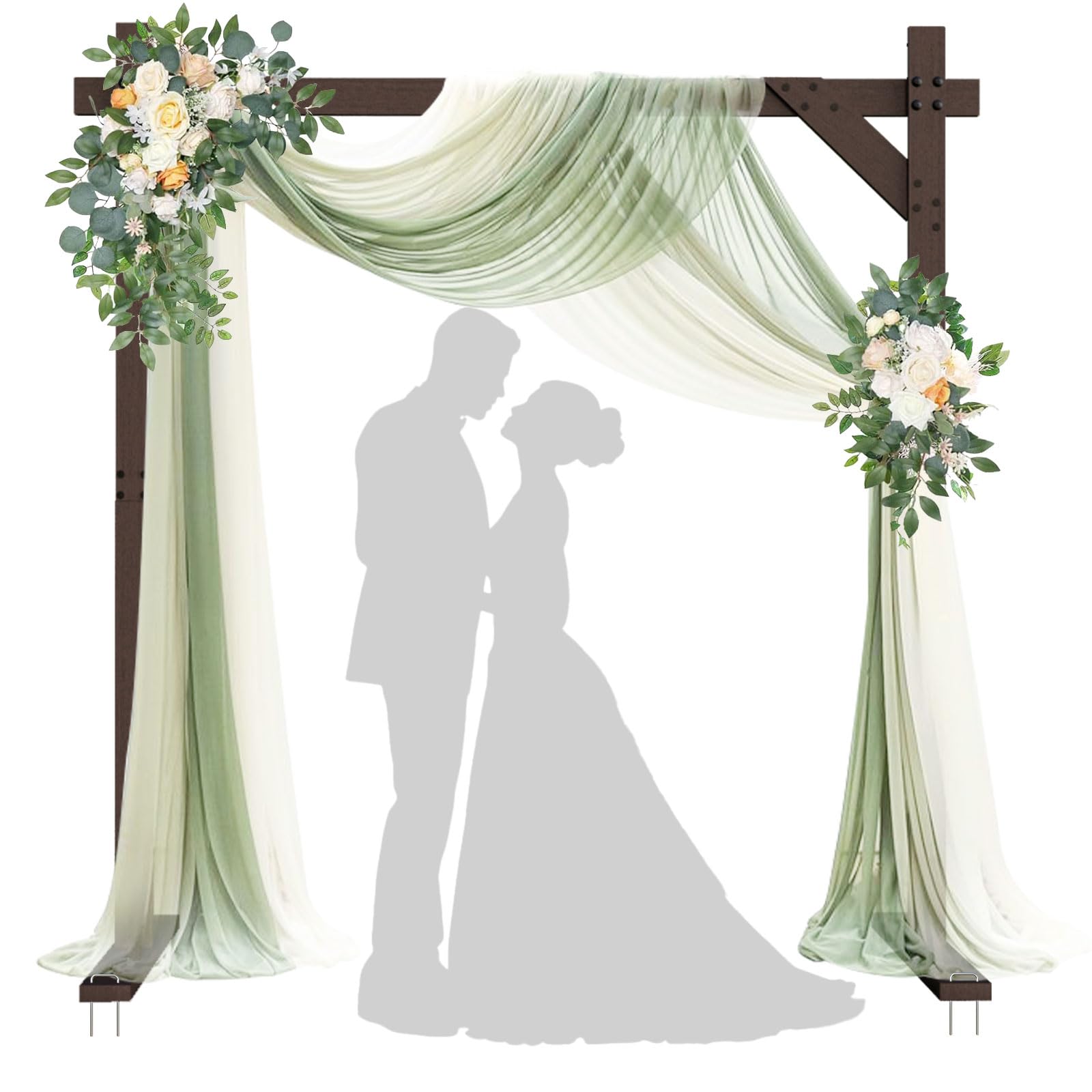 PlusFive Wedding Arch 2.28 m, Square Wood Wedding Backdrop Stand, Garden Arbor, Big Wooden Wedding Arch Frame for Proposal Wedding Birthday Valentine's Day Outdoor Indoor Garden Decor, Rustic Boho