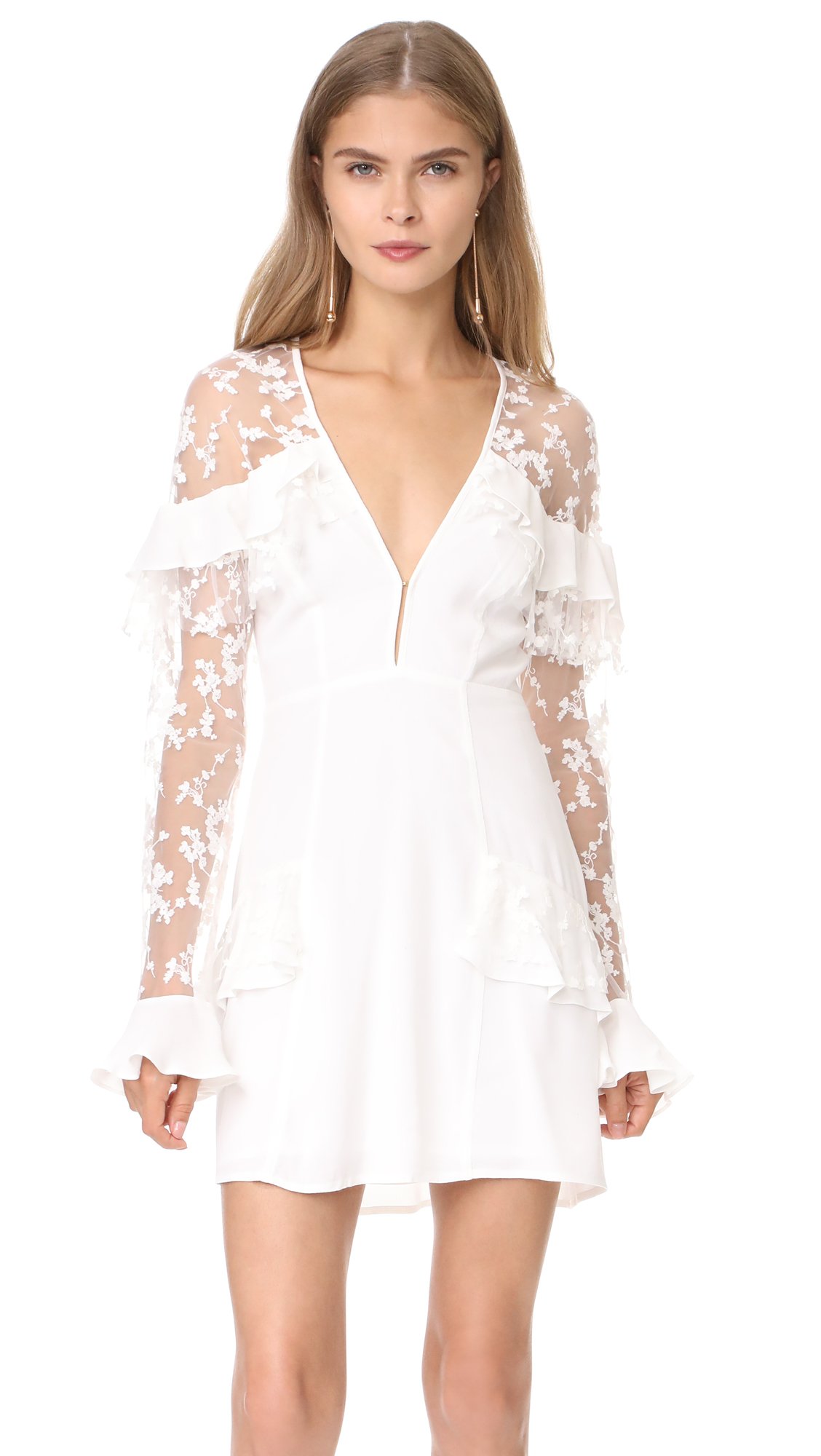 For Love & Lemons Women's Rosebud Embroidery Mini Dress
