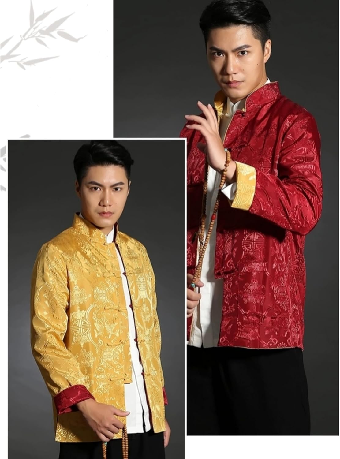 Tang Suit Men Hanfu Chinese Traditional Clothes Long Sleeve Top, Reversible Kung Fu Tang Suit Jacket