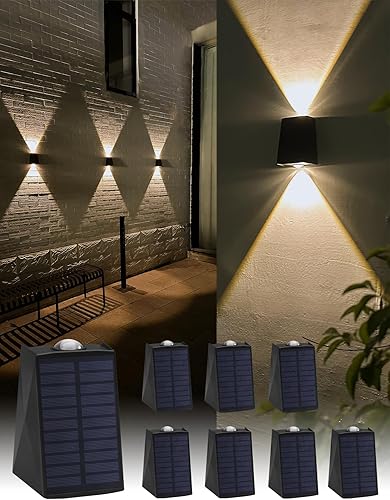 Miniatura 9 de Luces solares de pared para exteriores, luces solares para valla, desde el atardecer hasta el amanecer, impermeables, para valla, pared, aplique,