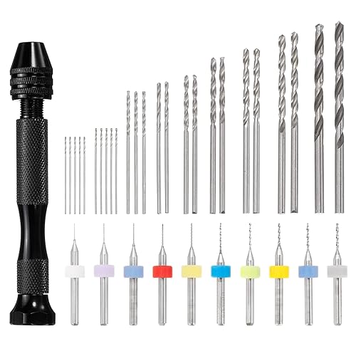 uxcell Juego de 36 brocas de mano de tornillo de pines 0012in-0047in 10 brocas de microtorsión de 0020in-0118in 25 piezas herramientas rotativas de