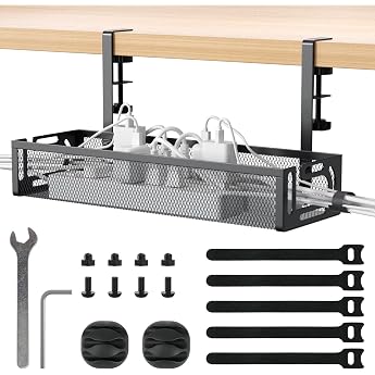 Cable Duct Desk No Drilling Cable Management Cable Organiser Table Top Cable Tray Office Cable Tray for Home and Office and Workplaces Clean Cable Management Black