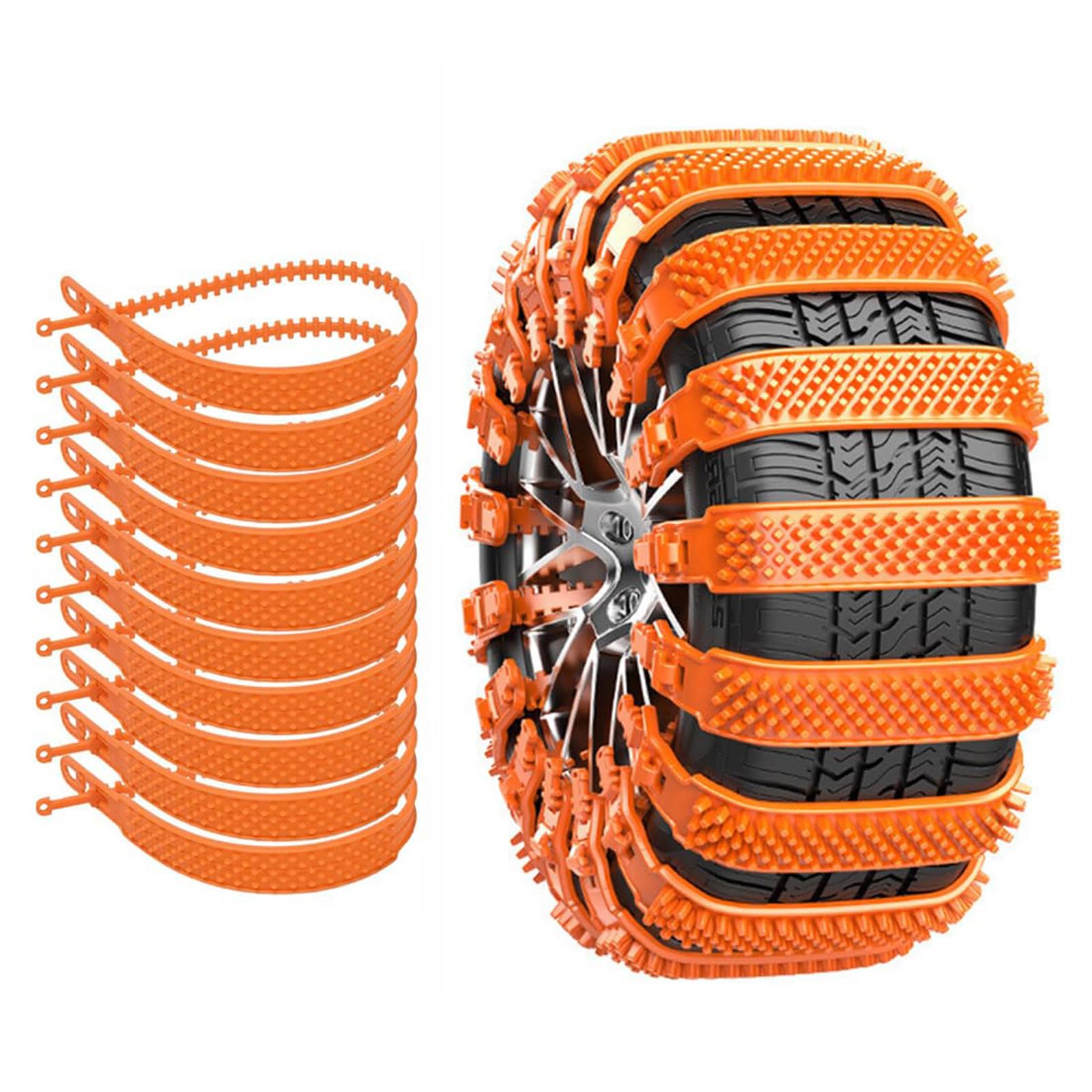 Chaînes à neige pour VW Tayron 2025 7 places, lot de 10 pièces orange réutilisables d'urgence