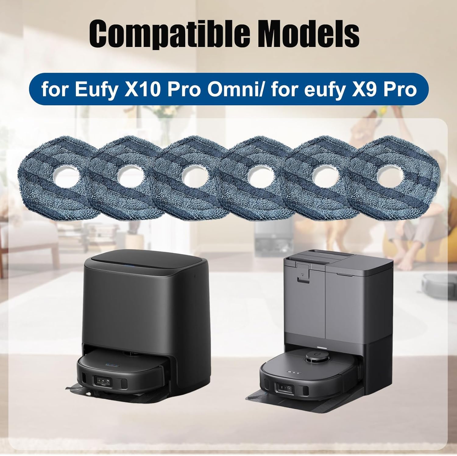 Podkładki do mopa Eufy X10 Pro Omni do odkurzaczy robotów Eufy X9 Pro, nadające się do prania i wielokrotnego użytku, miękka podkładka do mopowania, akcesoria zastępcze, 6 szt