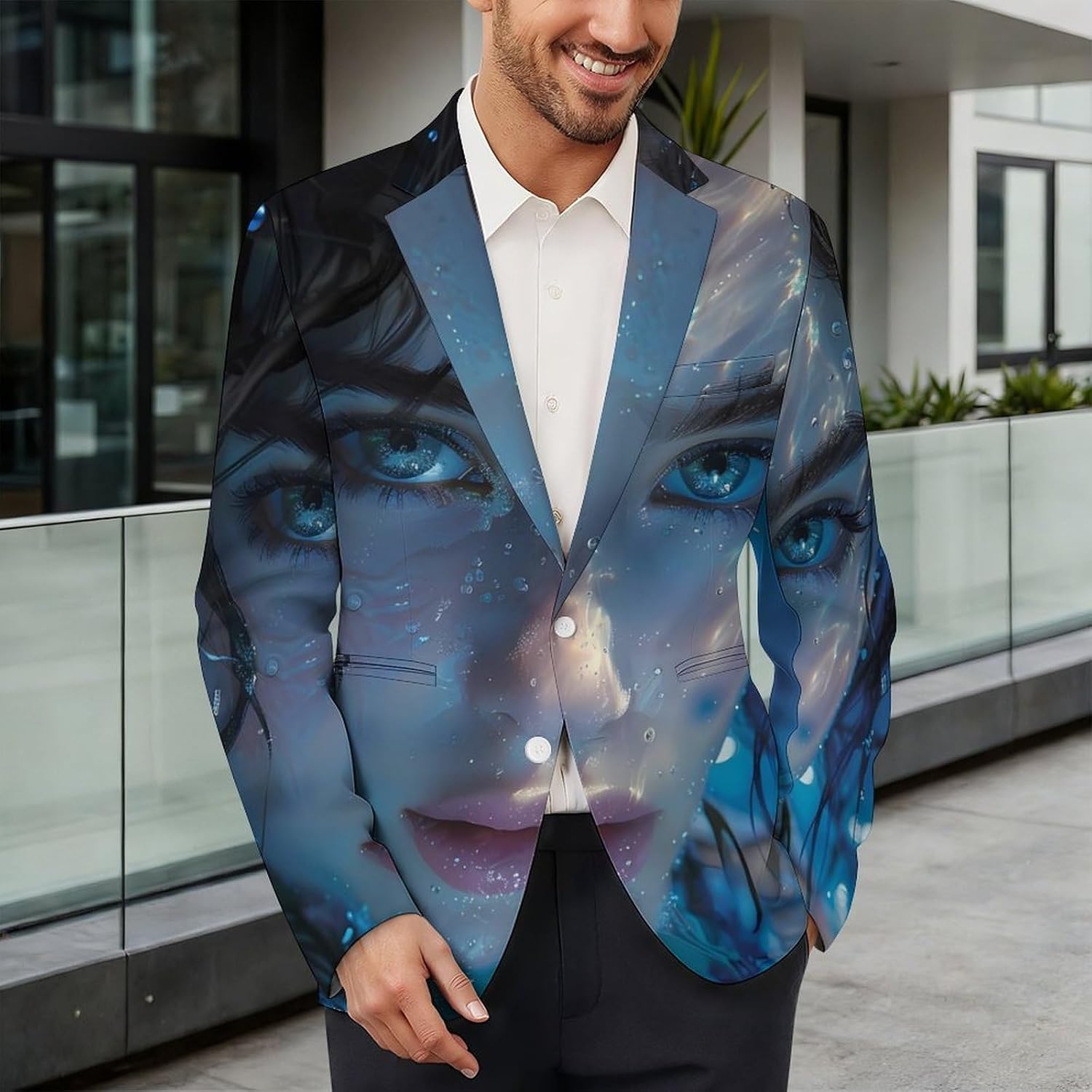 Underwater Beauty Mens Blazer Two Button Suit Jacket 6XL