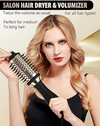 Miniatura 8 de Cepillo secador de pelo Desmontable 4 en 1 con tecnología iónica, cepillo secador ovalado barril con tecnología iónica esponjoso, por debajo del