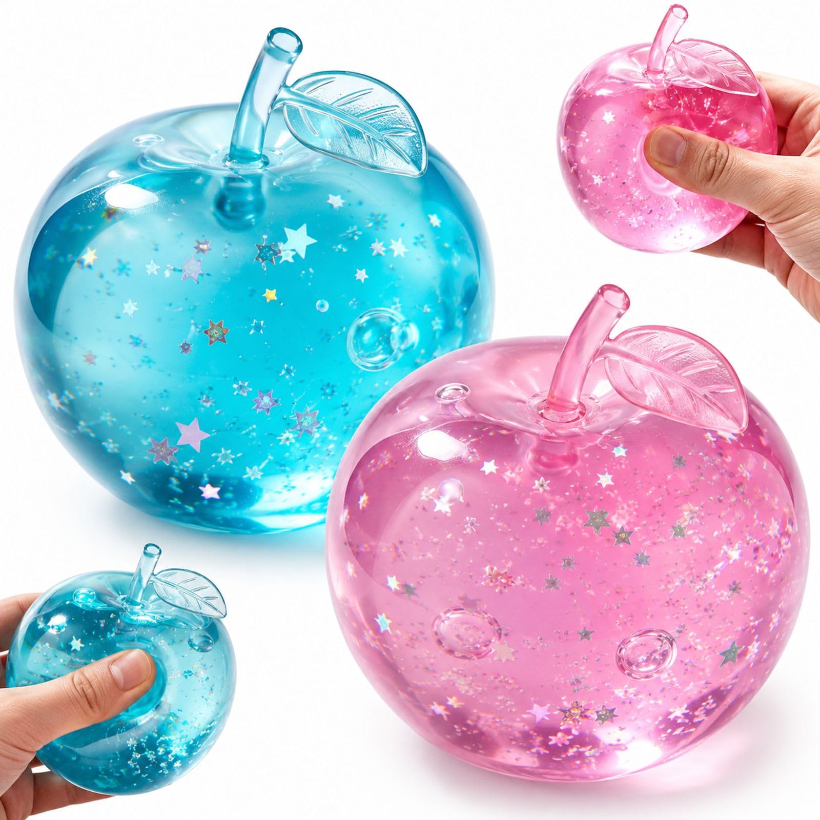 2PCS Apple Squeeze Blue Pink Fruit Shaped for Hand Use