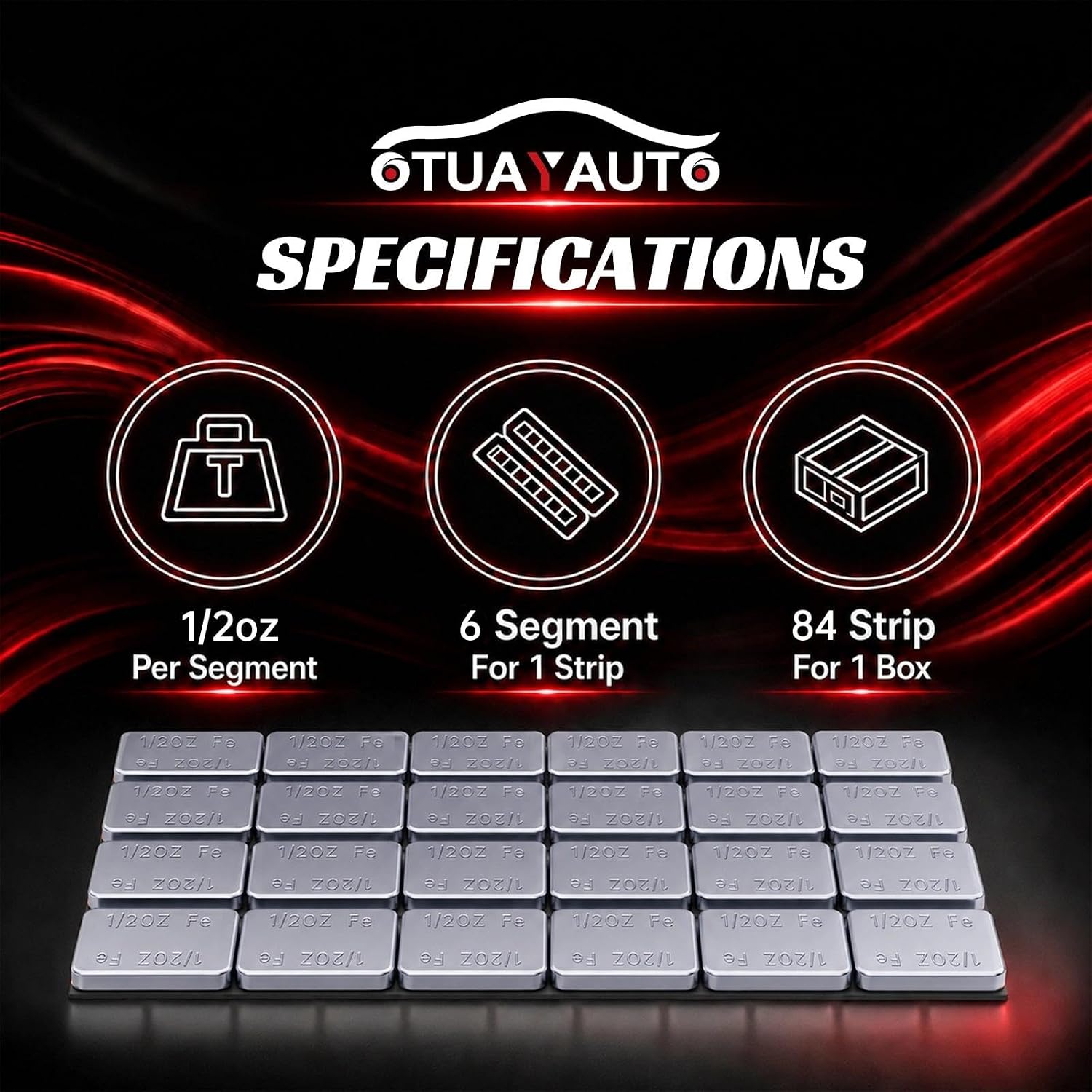 OTUAYAUTO 1/2oz 504pcs Chrome Adhesive Stick-On Wheel Weights 252oz/Box